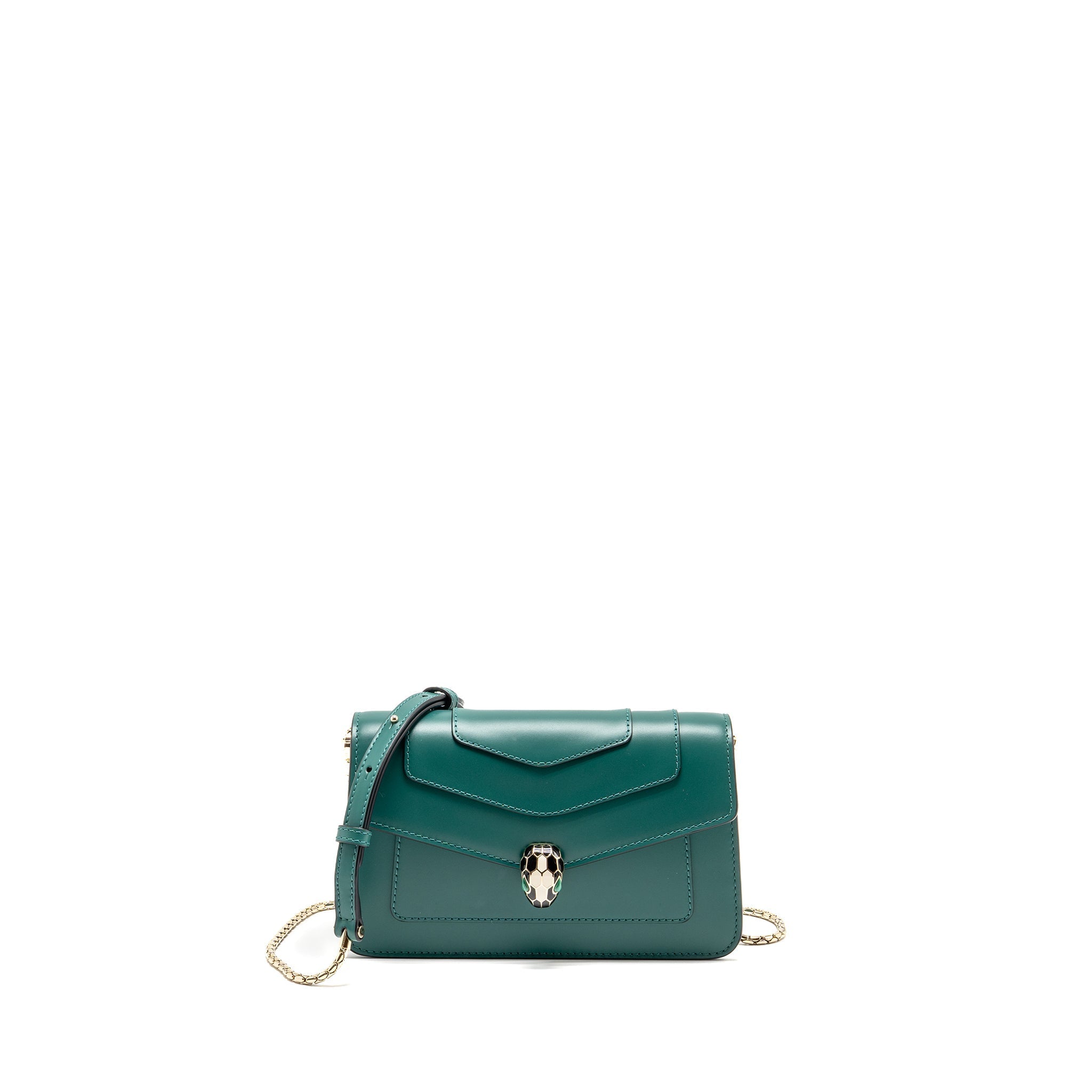BVLGARI SERPENTI FOREVER WALLET ON CHAIN CALFSKIN GREEN LGHW