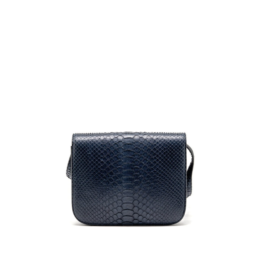 CELINE MEDIUM CLASSIC BOX BAG PYTHON NAVY GHW