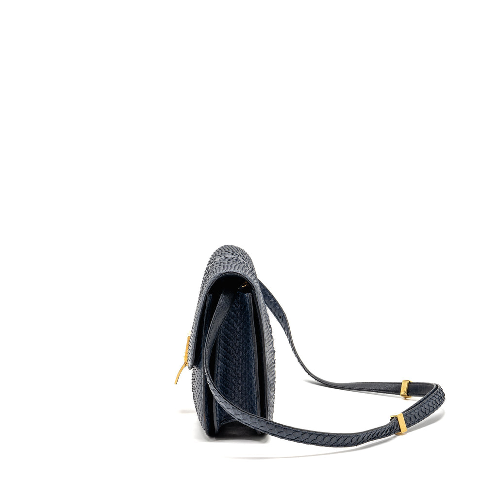 CELINE MEDIUM CLASSIC BOX BAG PYTHON NAVY GHW