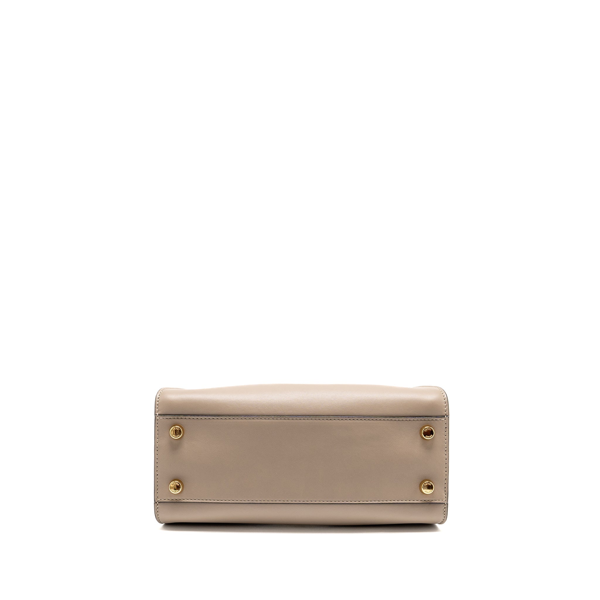 FENDI PEEKABOO ICONIC ESSENTIAL HANDLE BAG CALFSKIN LIGHT GREY GHW