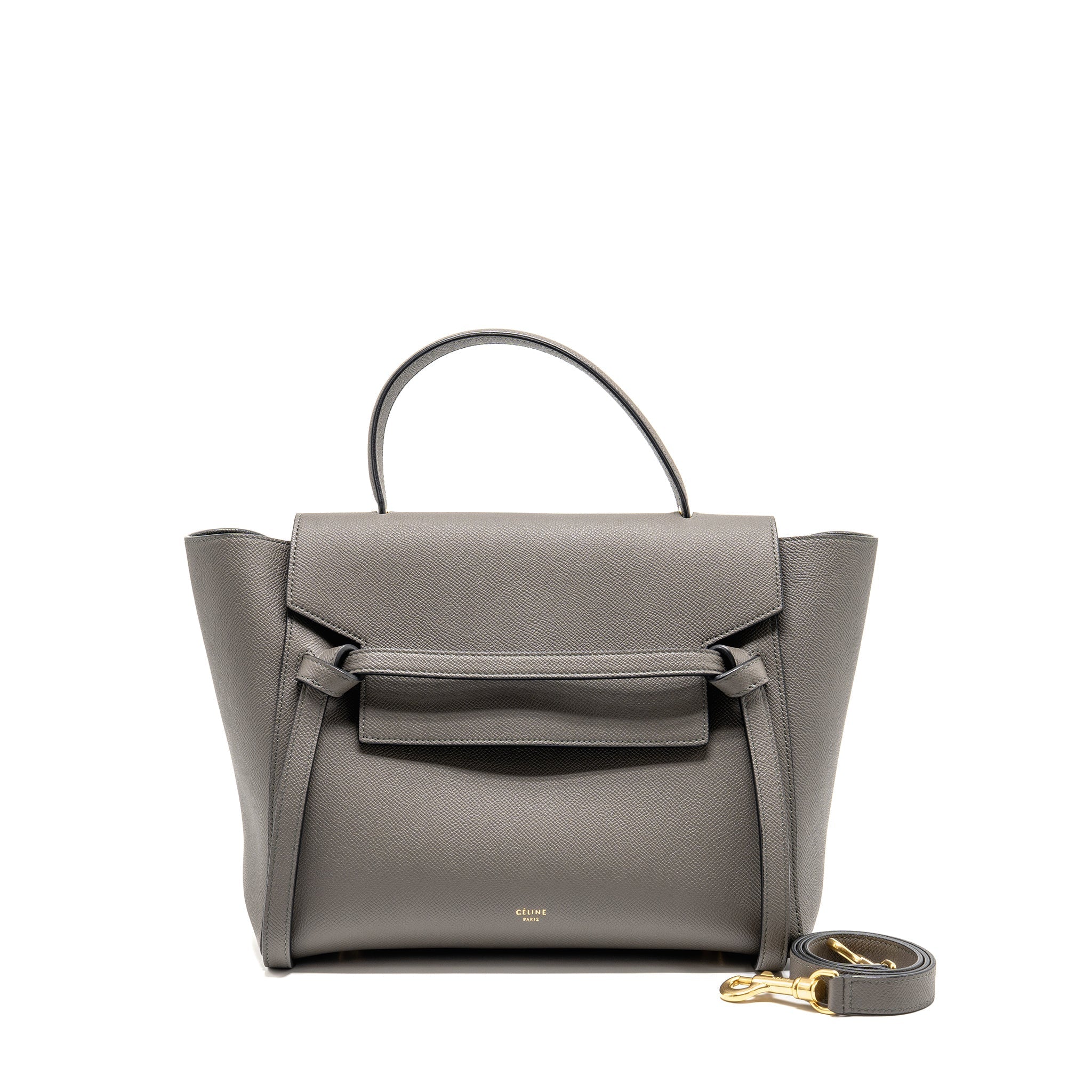 CELINE MINI BELT BAG GRAINED CALFSKIN GREY GHW