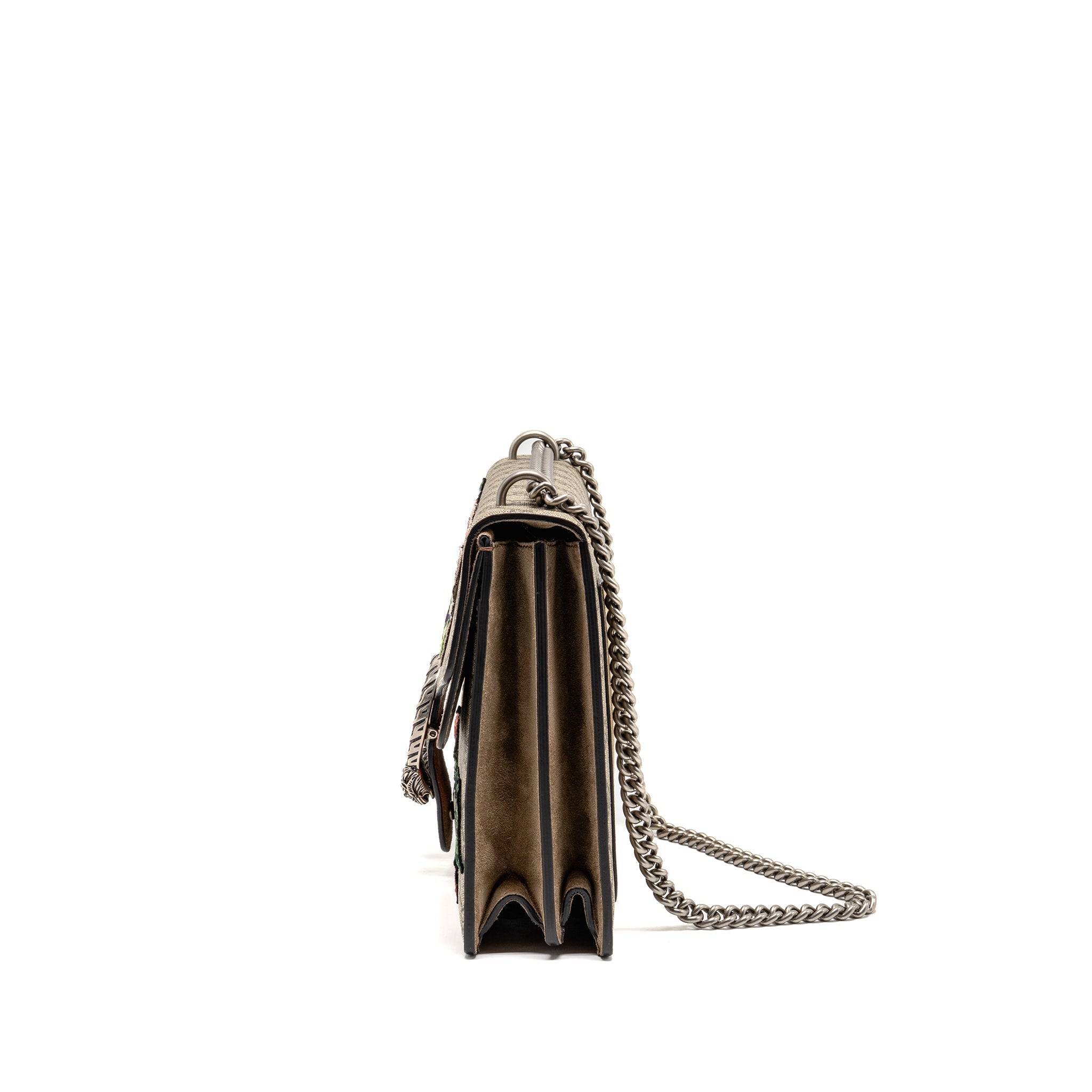 GUCCI MEDIUM EMBROIDERED DIONYSUS SHOULDER BAG GG SUPREME CANVAS/SUEDE LEATHER MULTICOLOUR SHW