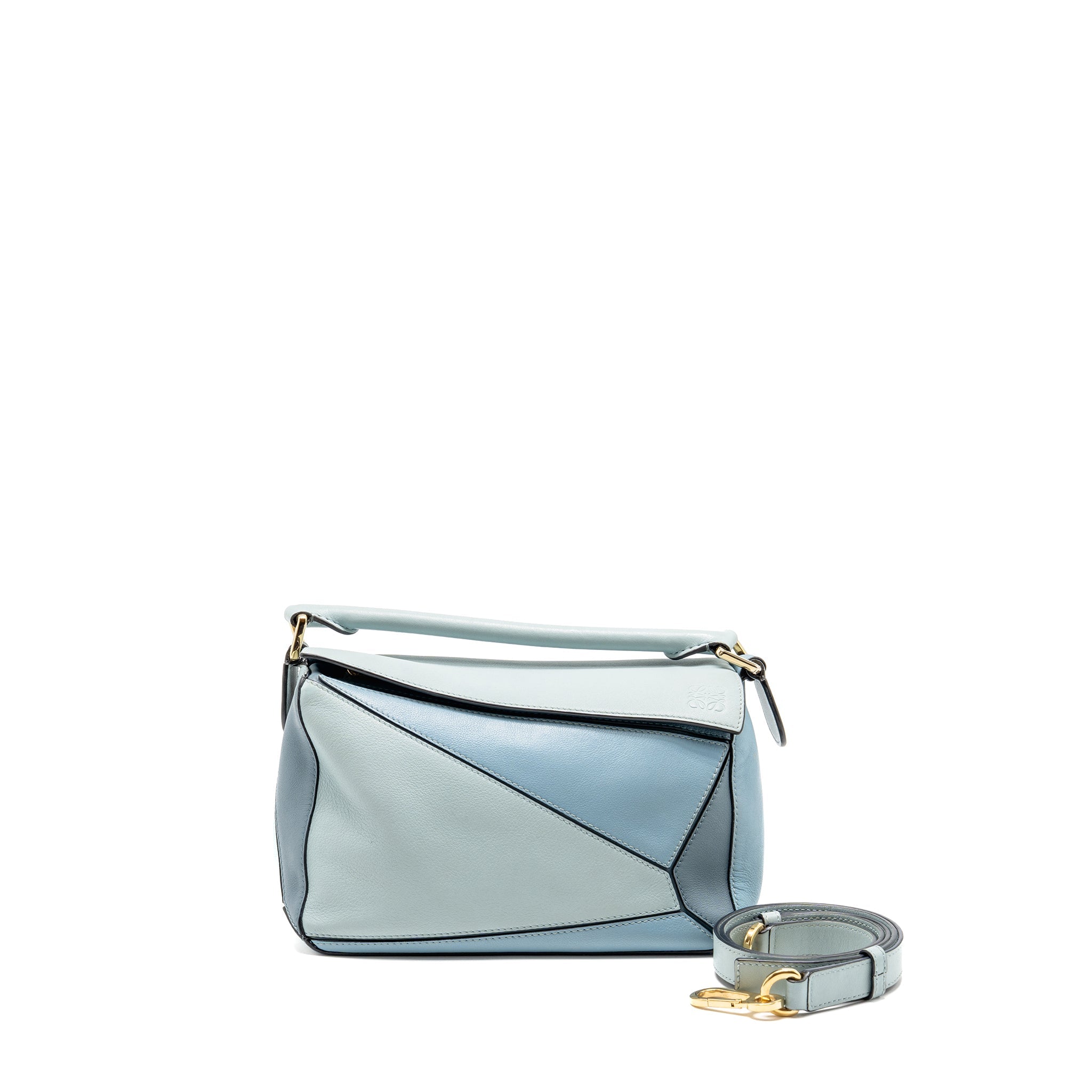 LOEWE SMALL PUZZLE BAG CALFSKIN BLUE/ MULTICOLOUR GHW