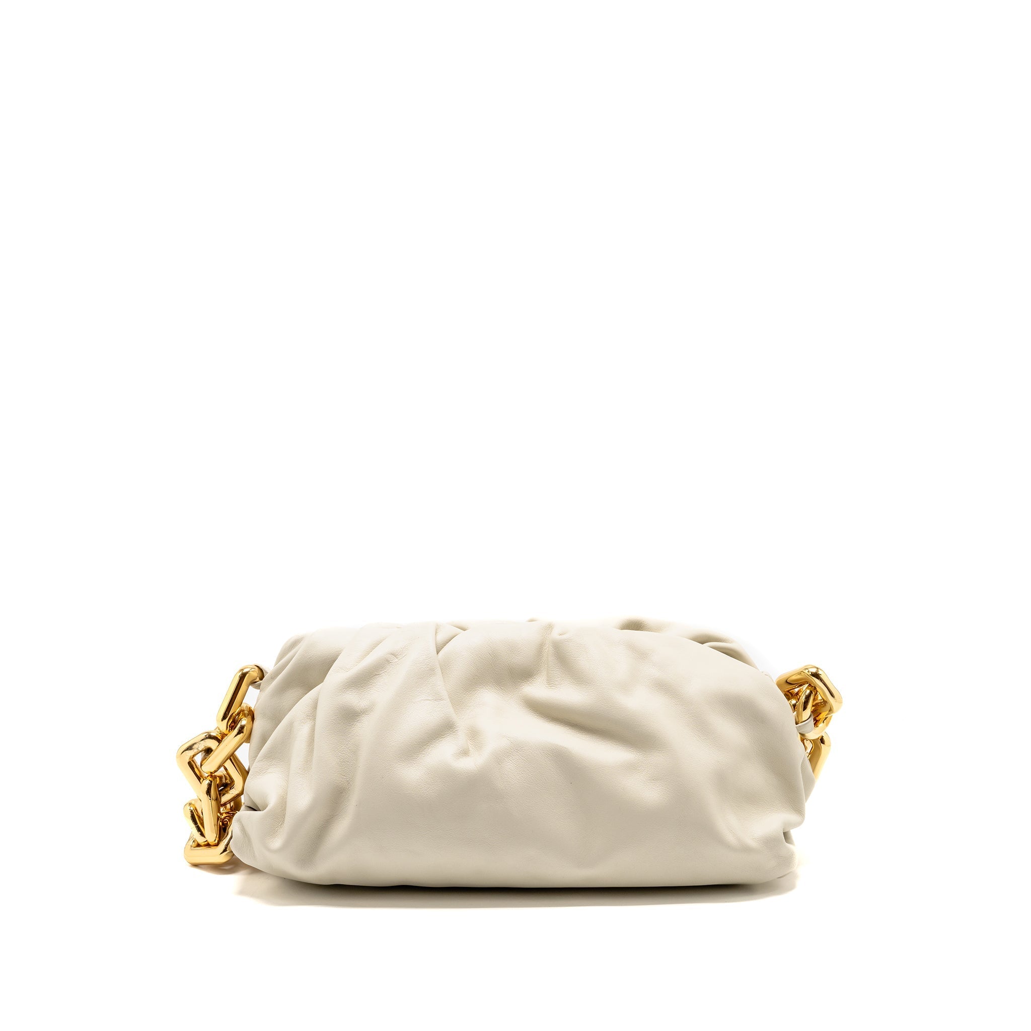 BOTTEGA VENETA CHAIN POUCH BAG CALFSKIN WHITE GHW