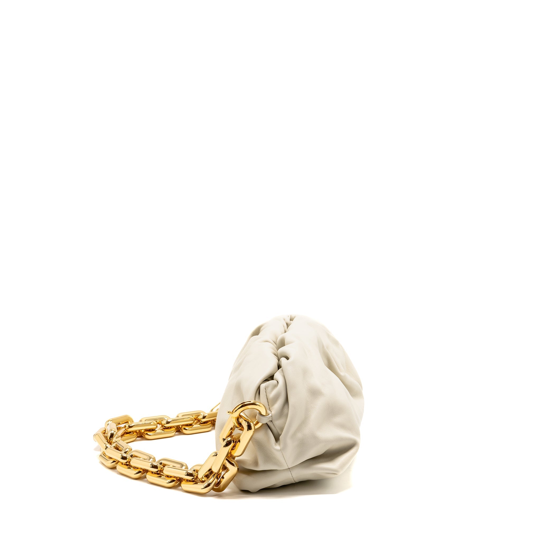 BOTTEGA VENETA CHAIN POUCH BAG CALFSKIN WHITE GHW