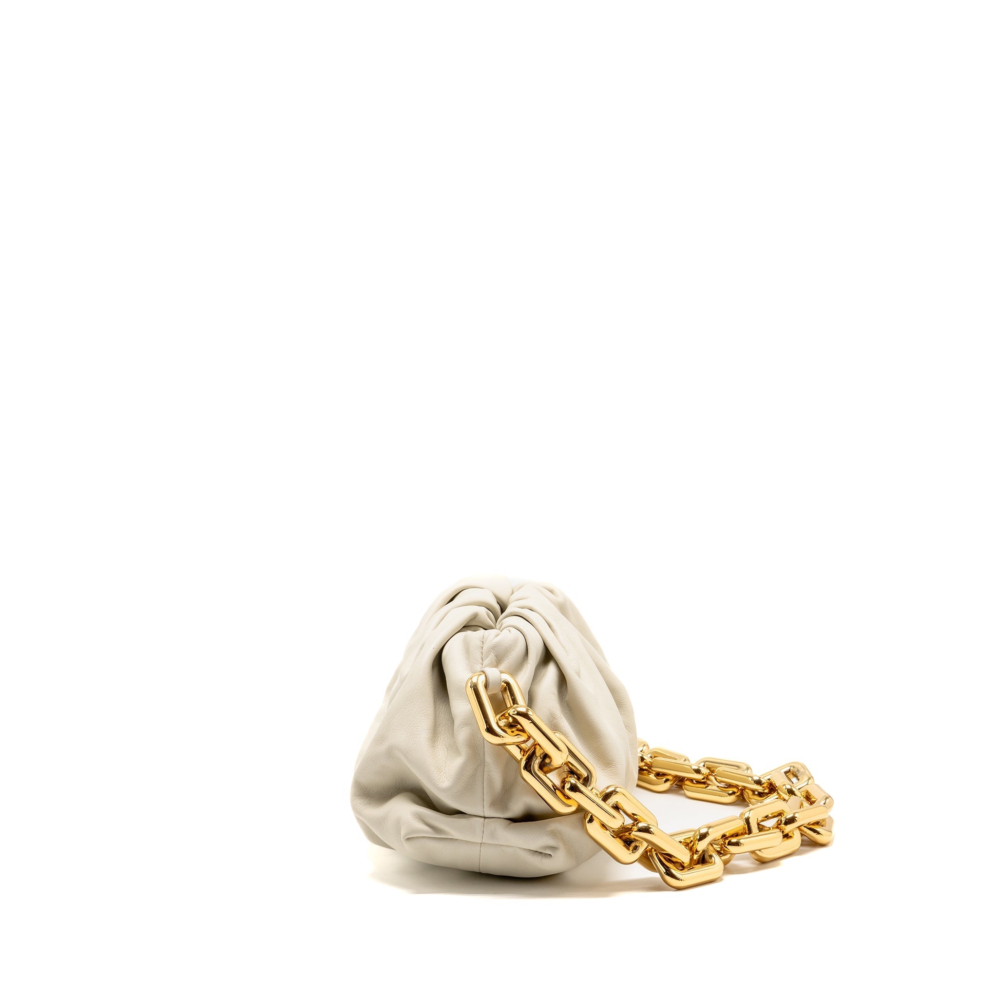 BOTTEGA VENETA CHAIN POUCH BAG CALFSKIN WHITE GHW