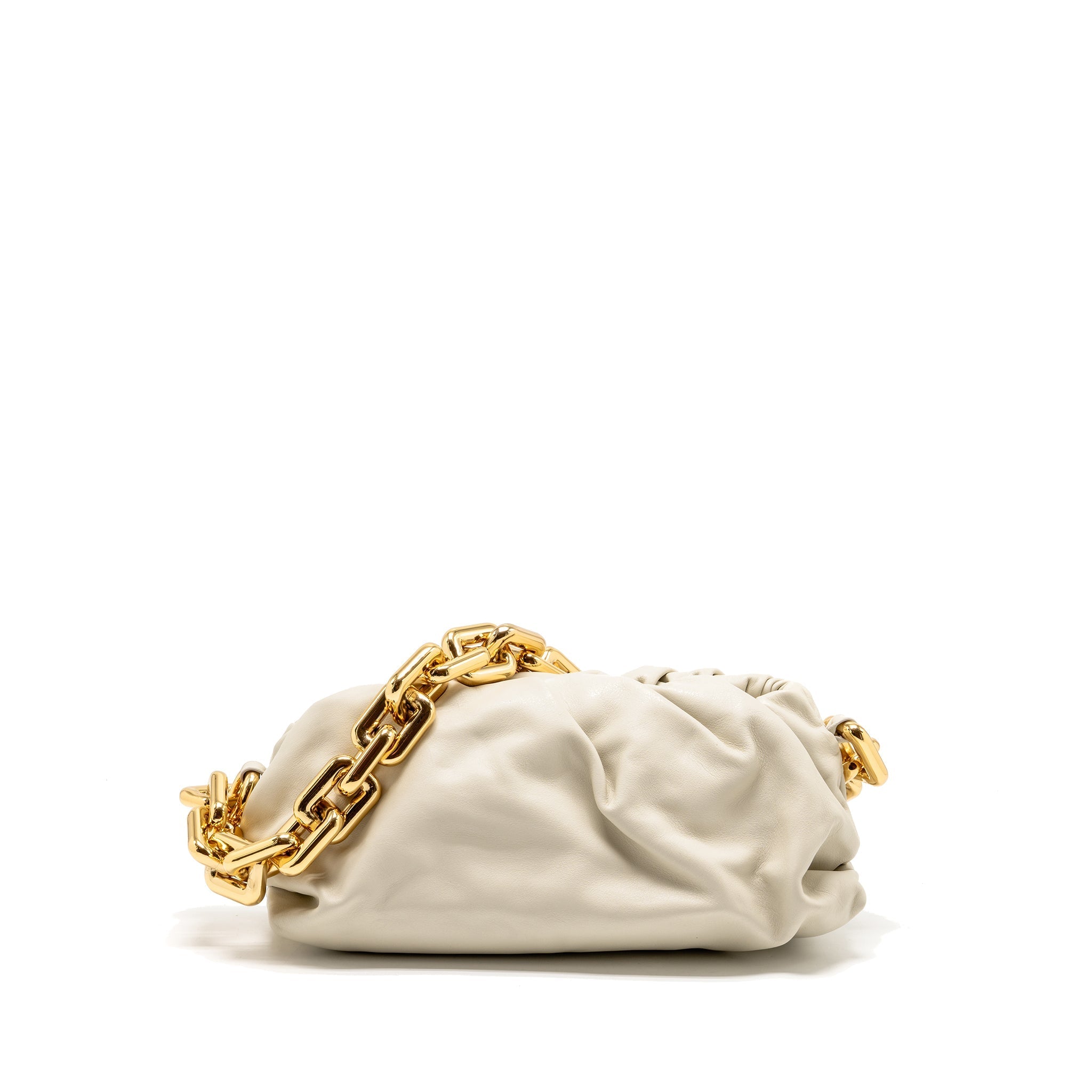 BOTTEGA VENETA CHAIN POUCH BAG CALFSKIN WHITE GHW