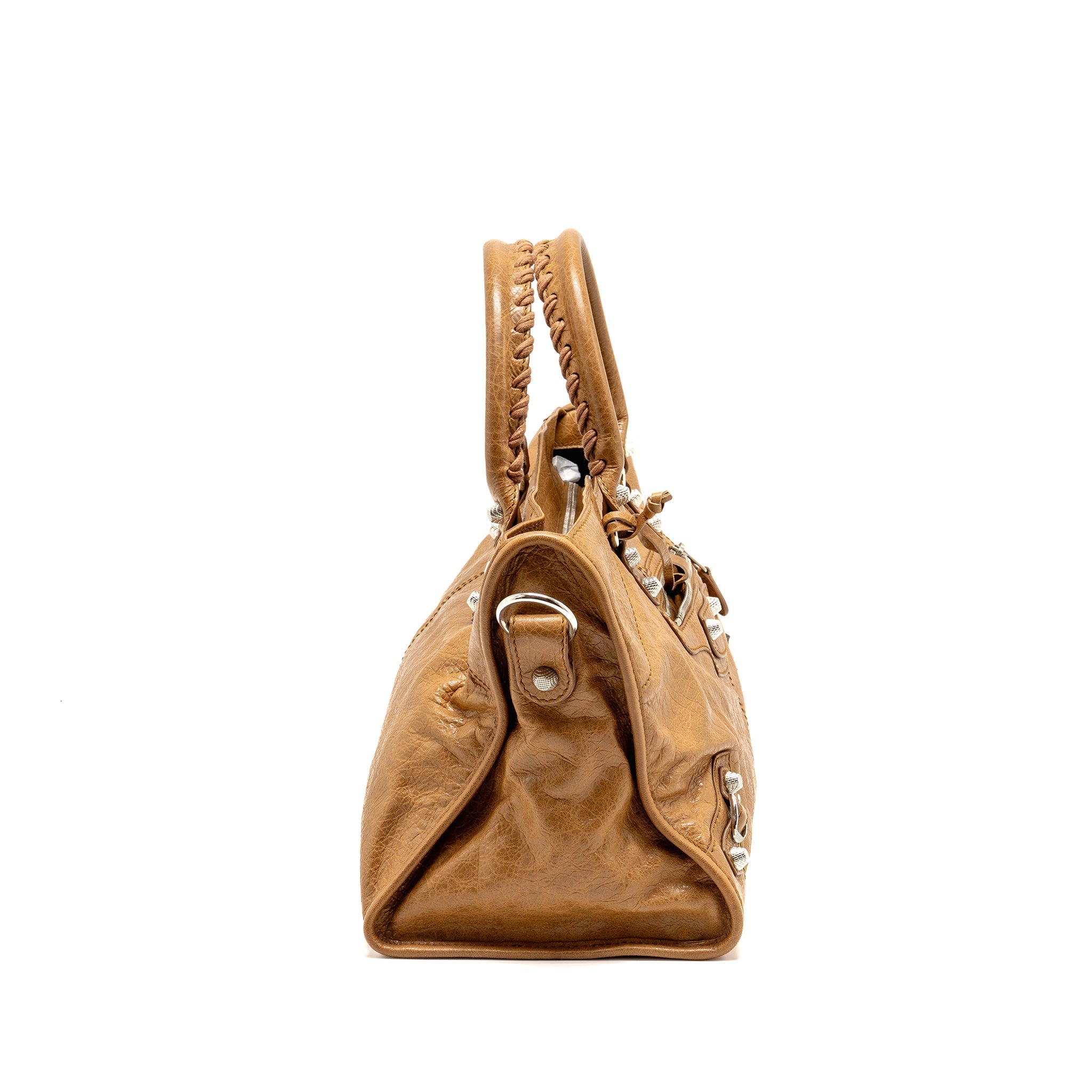 BALENCIAGA CLASSIC CITY BAG AGED CALFSKIN DARK BEIGE SHW