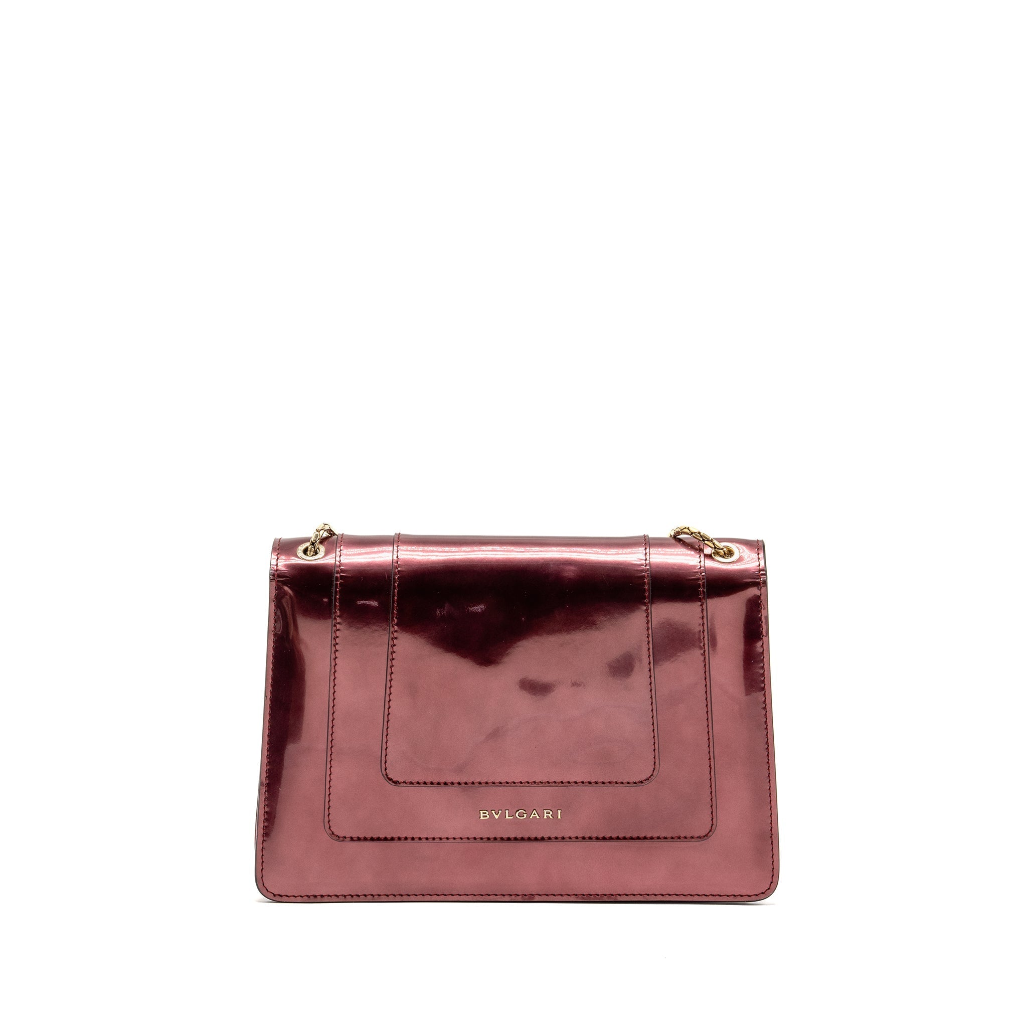 BVLGARI SERPENTI FOREVER BAG PATENT CALFSKIN DARK PINK LGHW
