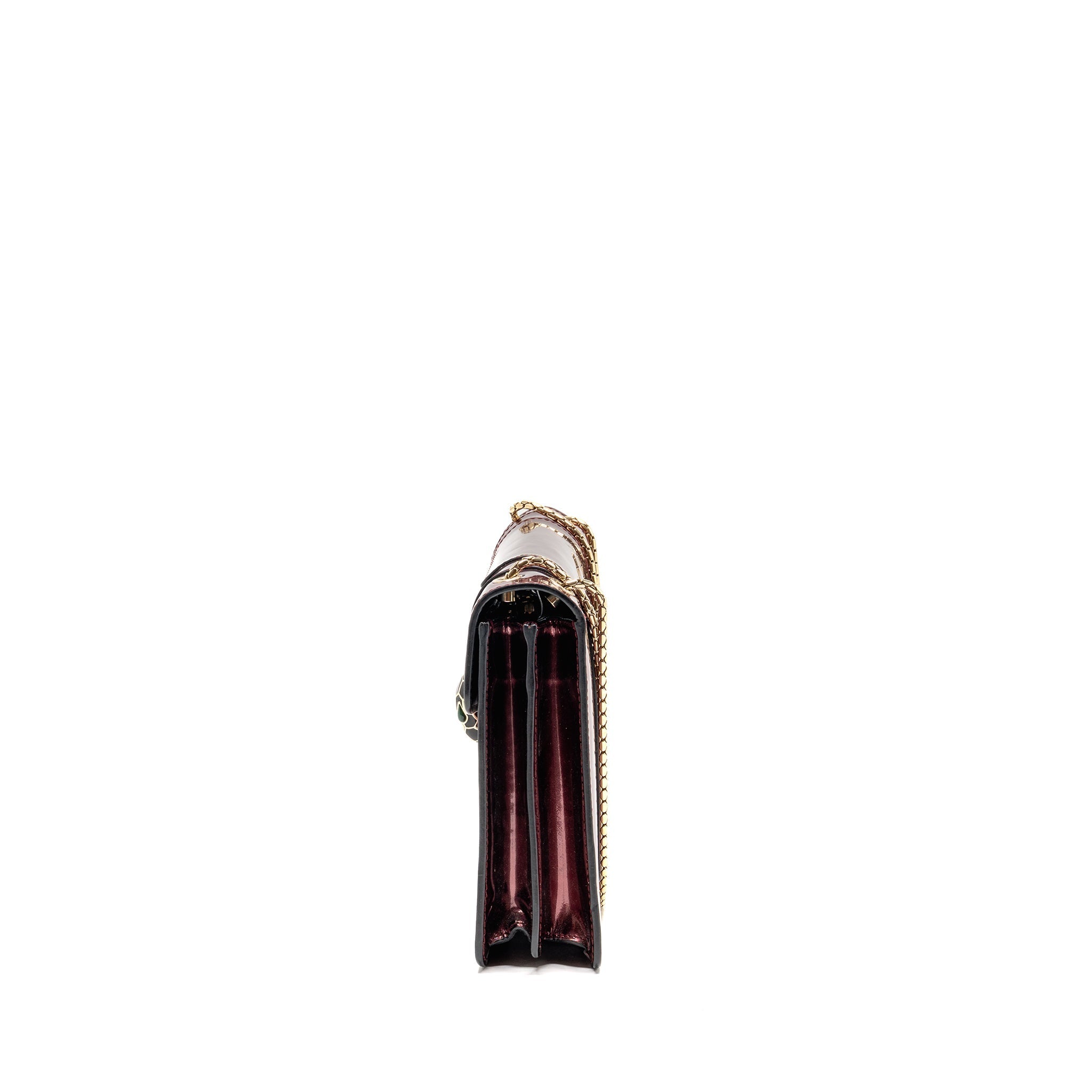BVLGARI SERPENTI FOREVER BAG PATENT CALFSKIN DARK PINK LGHW