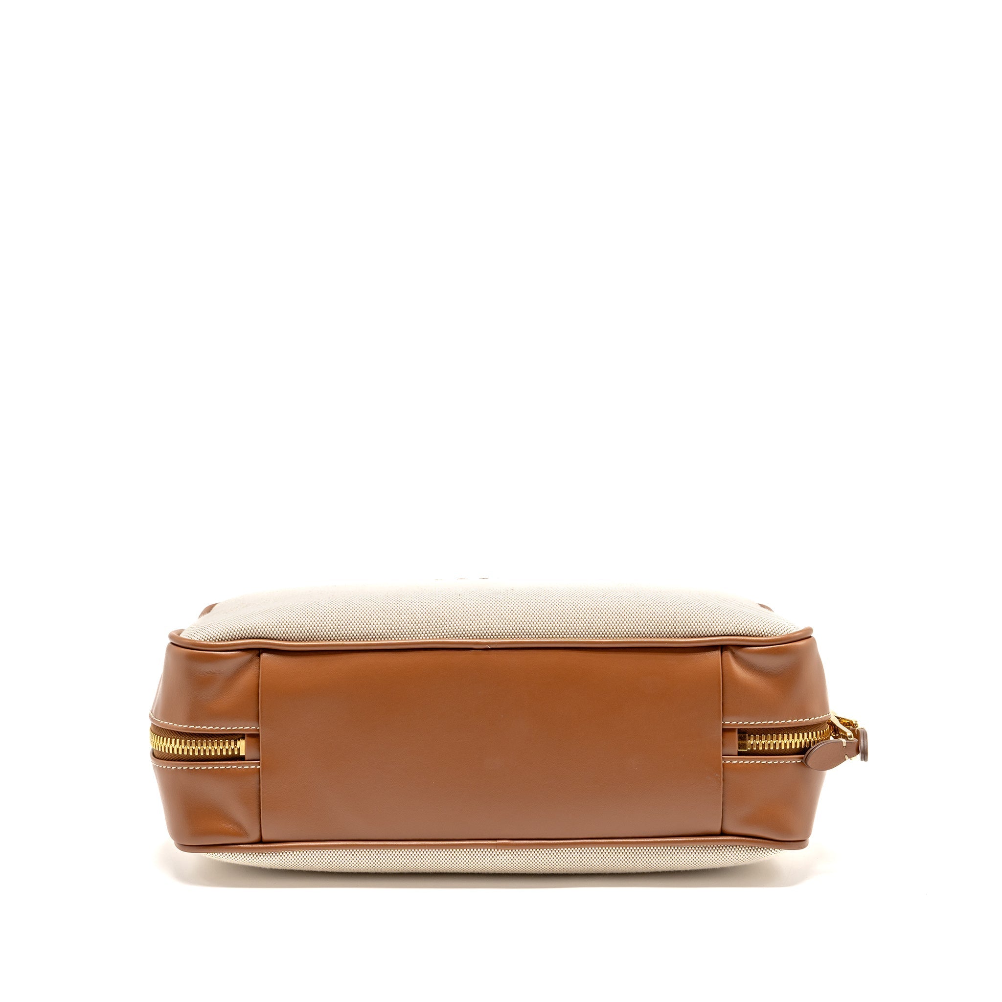 MIU MIU BEAU BAG CANVAS/ LEATHER BEIGE/ BRANDY GHW