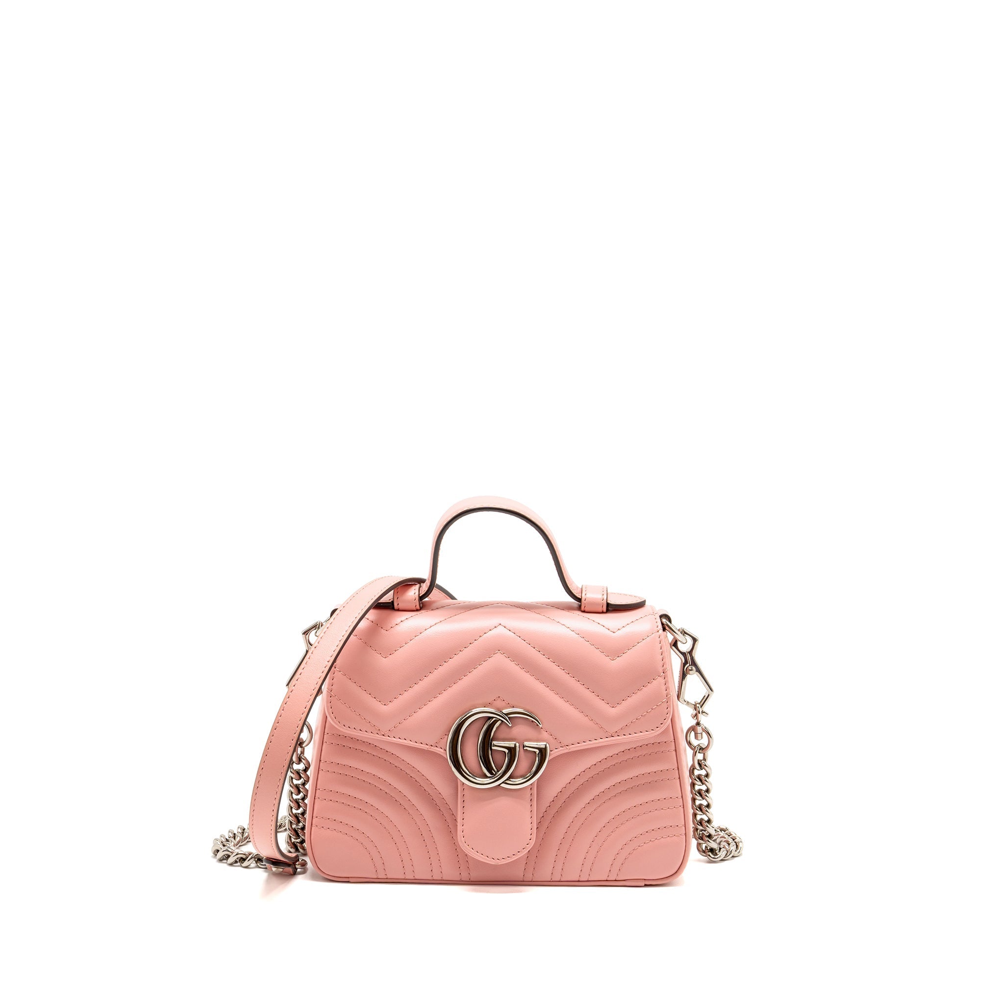 GUCCI GG MARMONT MINI TOP HANDLE BAG CALFSKIN PINK SHW