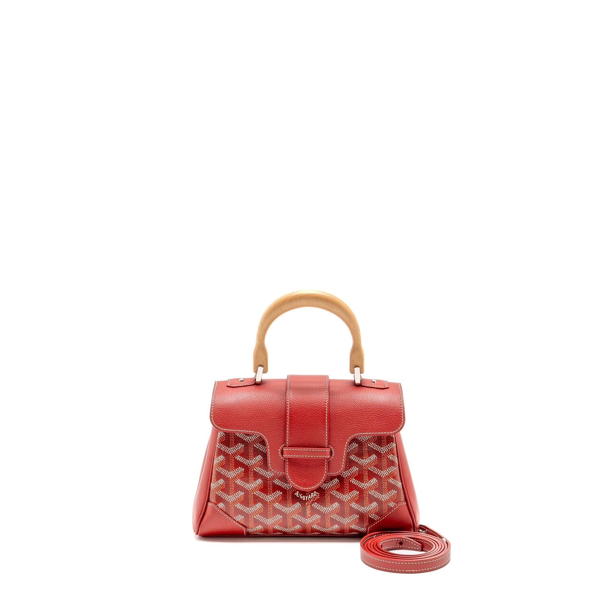 GOYARD MINI SAIGON SOUPLE BAG GOYARDINE CANVAS/CALFSKIN RED SHW