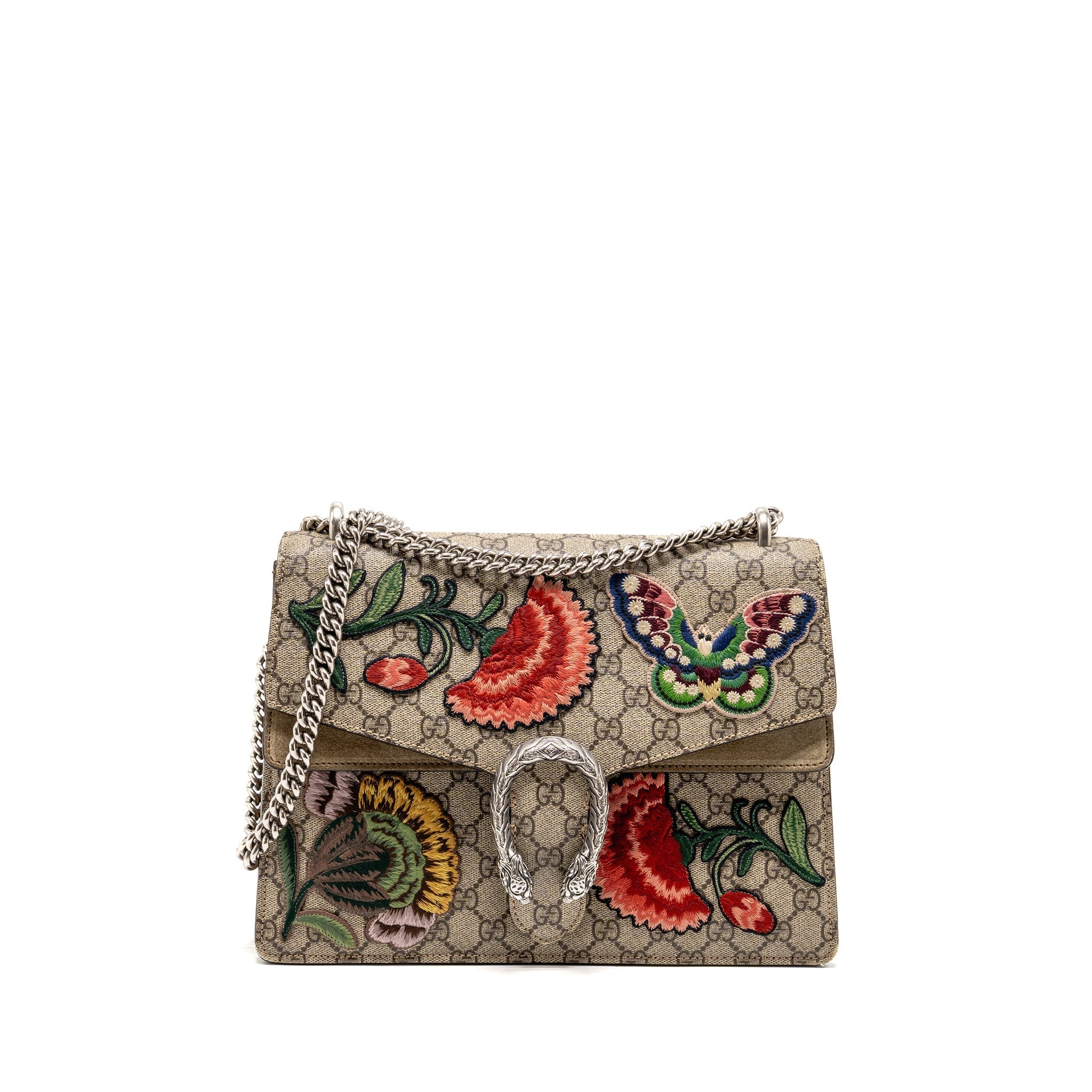 GUCCI MEDIUM EMBROIDERED DIONYSUS SHOULDER BAG GG SUPREME CANVAS/LEATHER MULTICOLOUR SHW