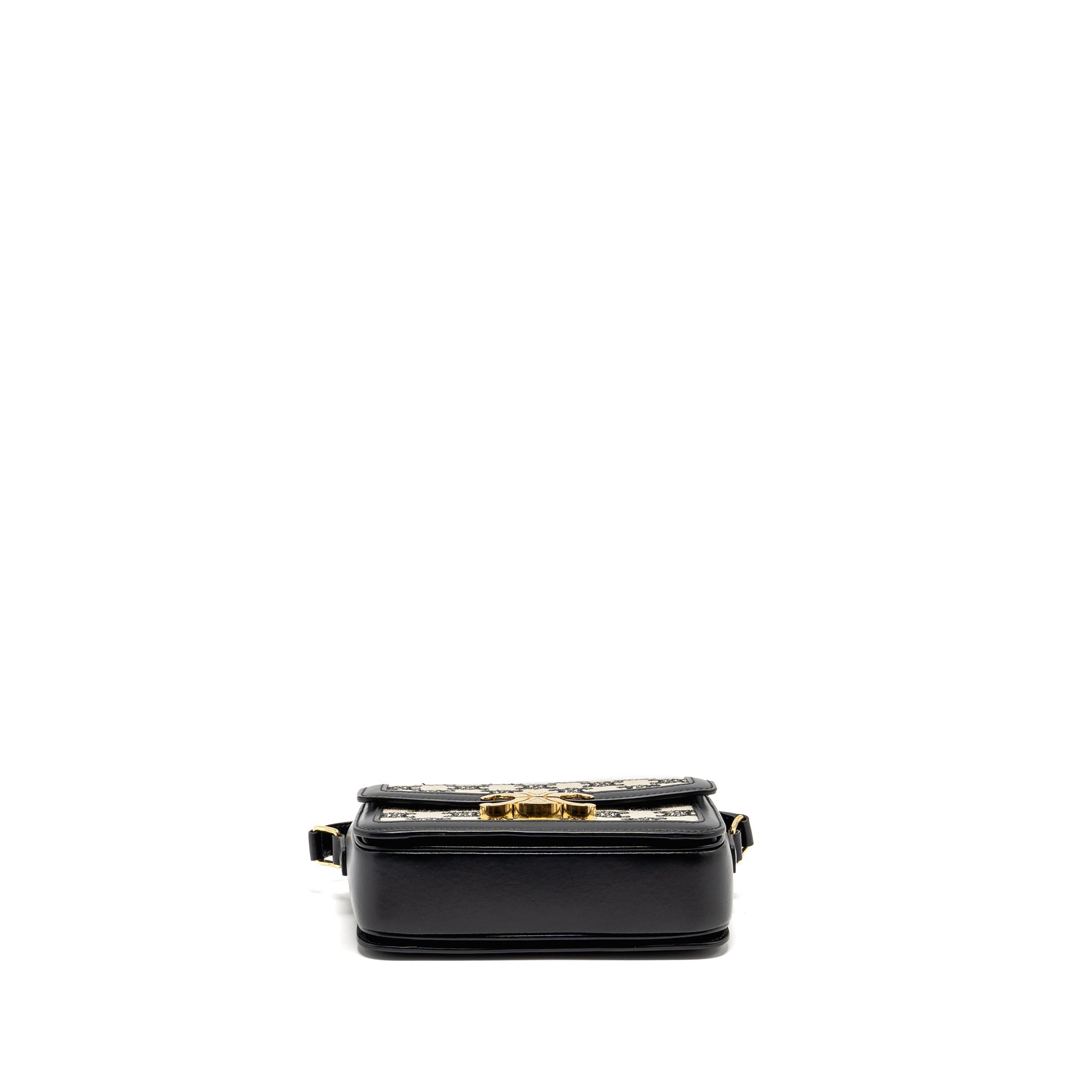 CELINE TEEN TRIOMPHE BAG TRIOMPHE CANVAS/CALFSKIN BLACK/WHITE GHW