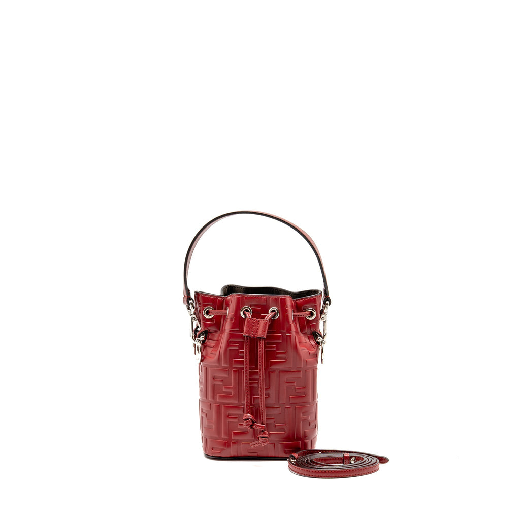 FENDI MON TRESOR MINI BUCKET BAG LEATHER RED SHW