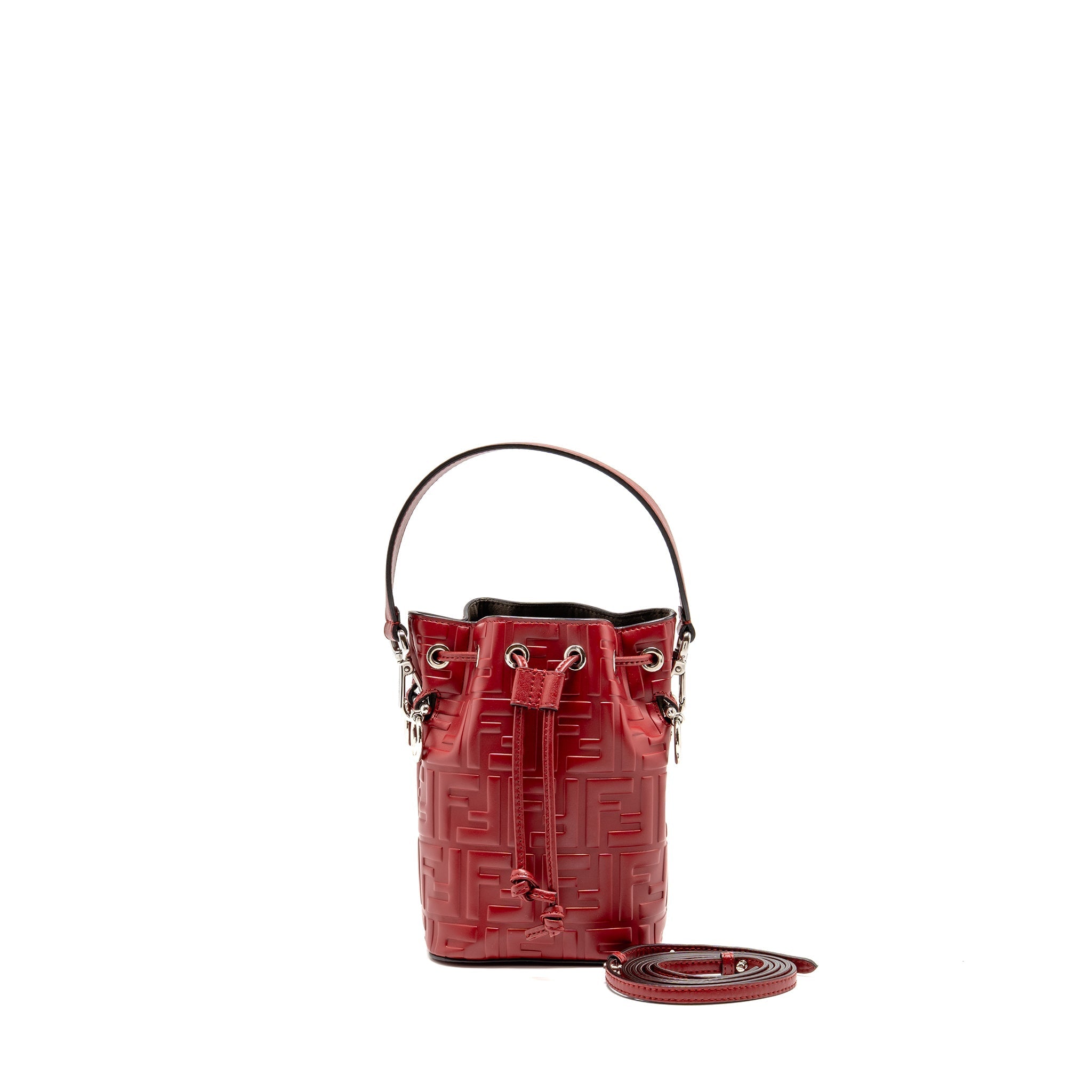 FENDI MON TRESOR MINI BUCKET BAG LEATHER RED SHW