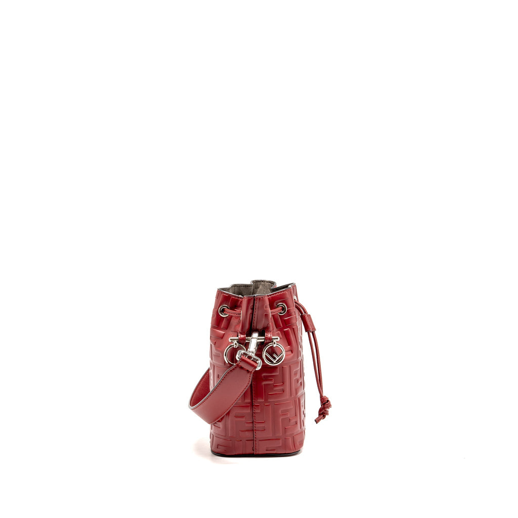 FENDI MON TRESOR MINI BUCKET BAG LEATHER RED SHW