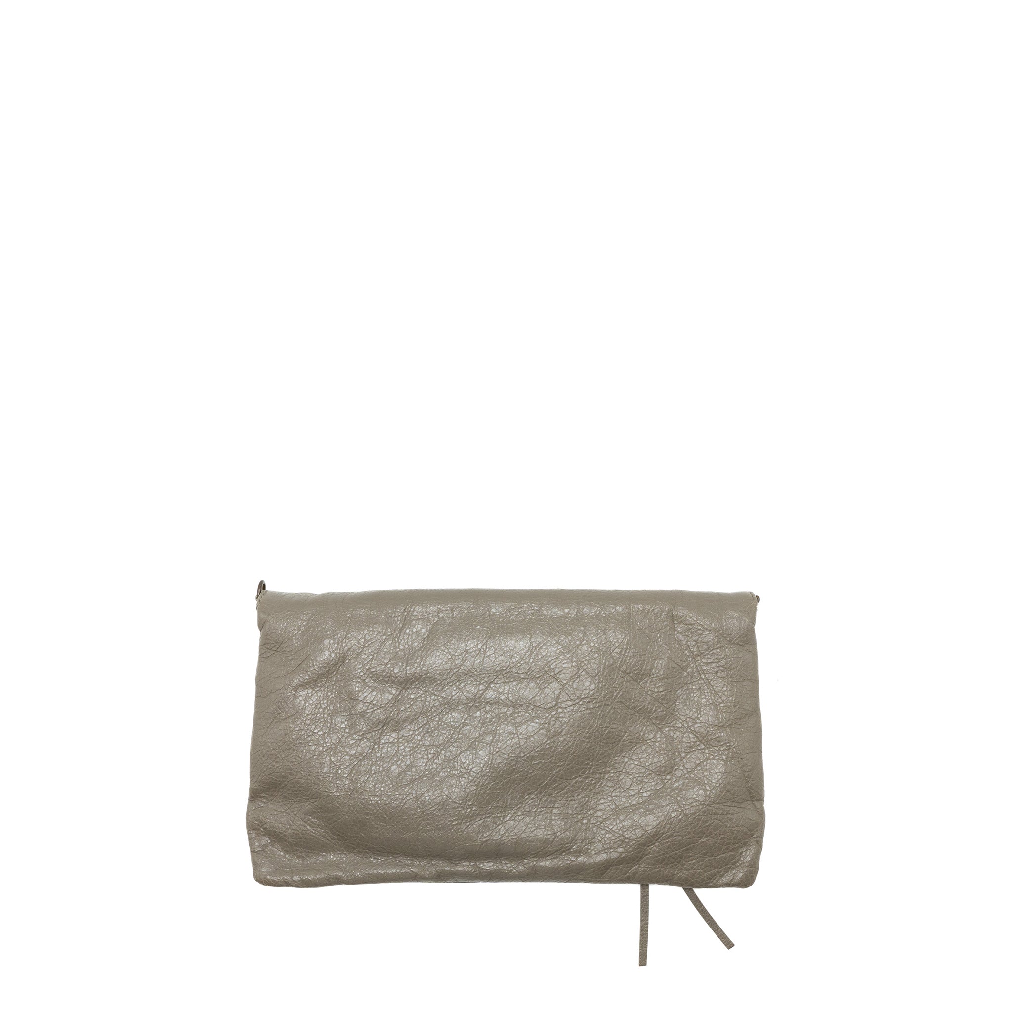 BALENCIAGA CITY FOLD CLUTCH/SHOULDER BAG LEATHER GREY RUTHENIUM HARDWARE