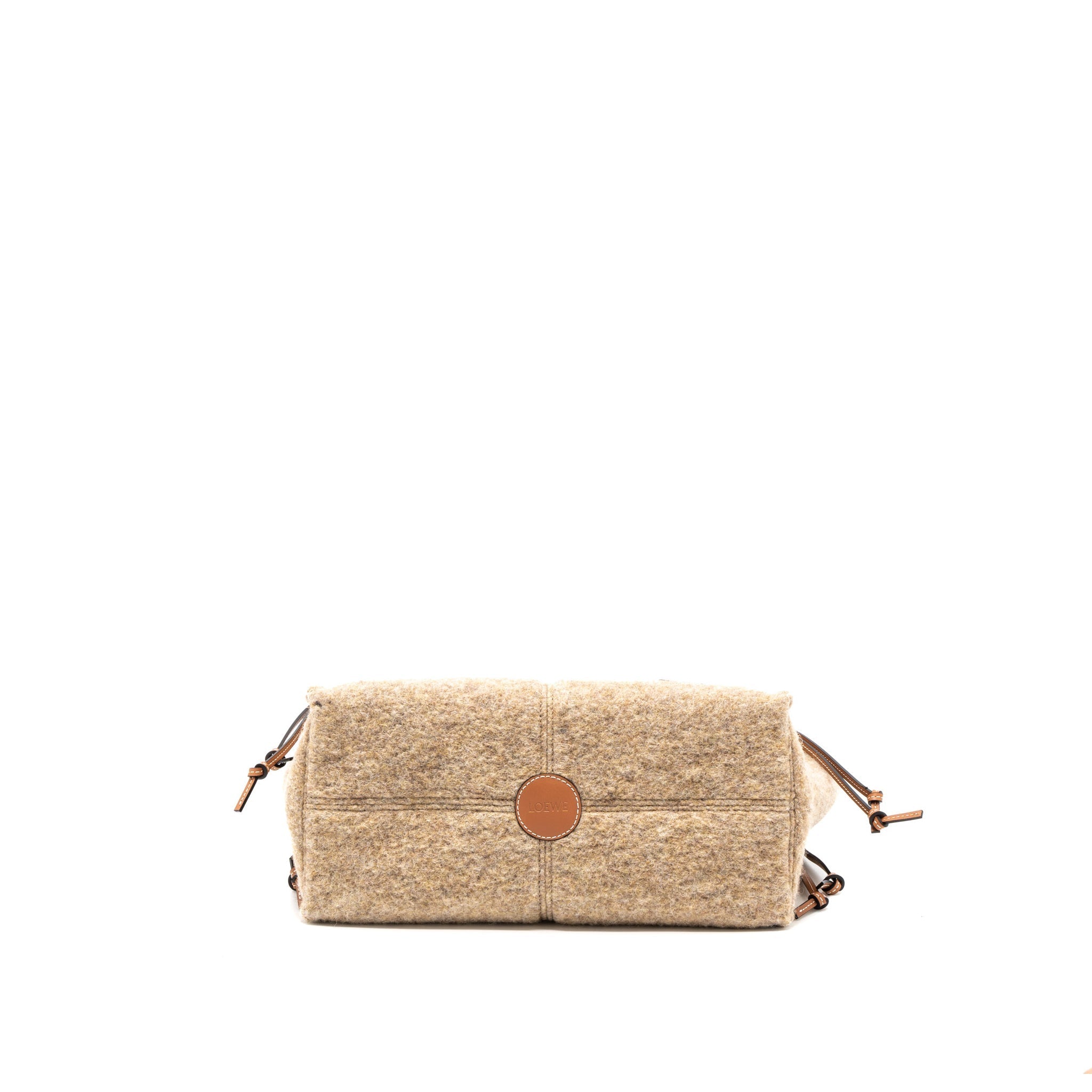 LOEWE CUSHION TOTE BAG FELT/LEATHER CAMEL