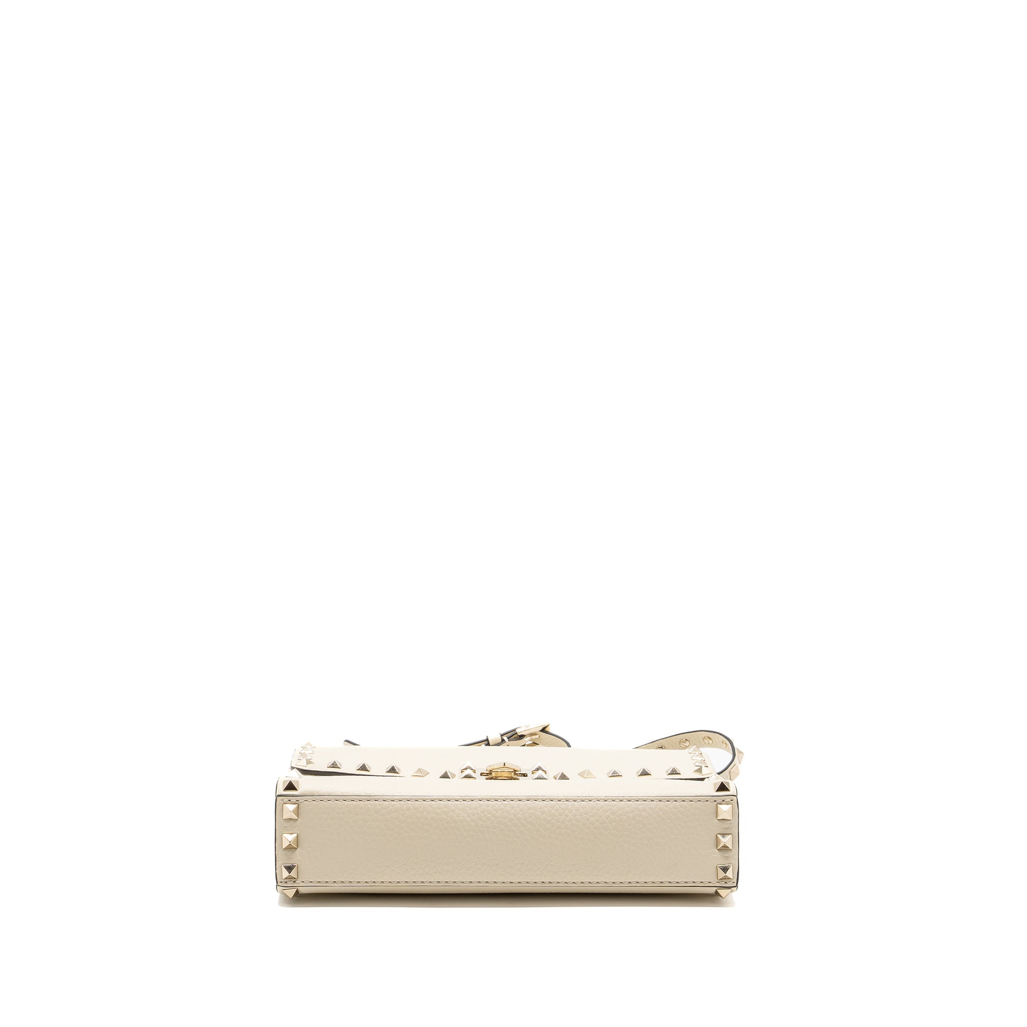 VALENTINO SMALL ROCKSTUD CROSSBODY BAG GRAINED CALFSKIN LIGHT IVORY LGHW
