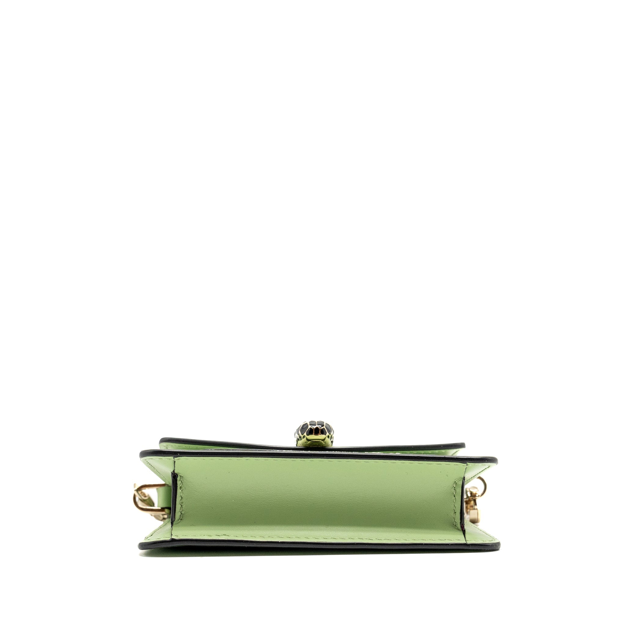 BVLGARI SERPENTI FOREVER CARD HOLDER CHARM CALFSKIN LIGHT GREEN SHW
