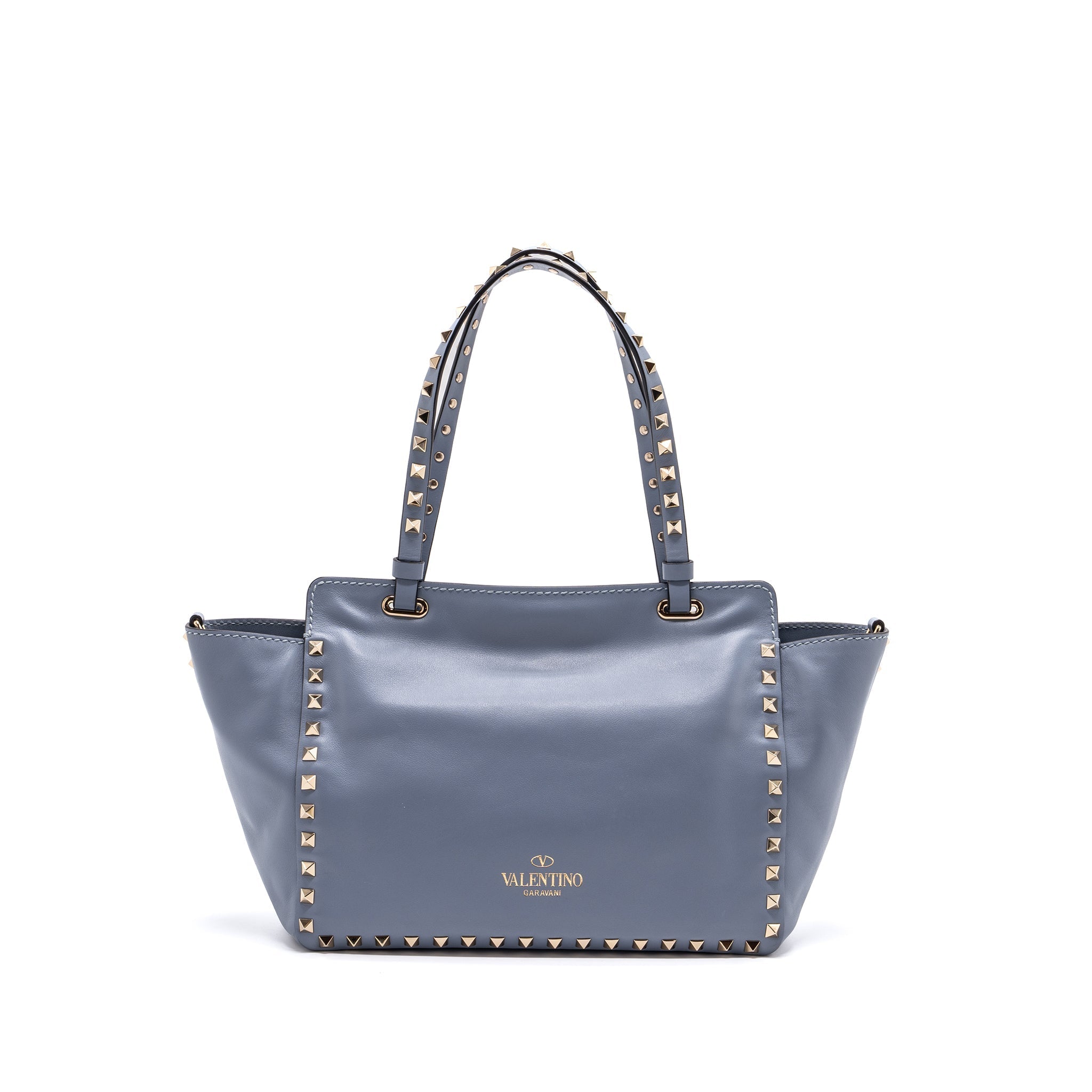 VALENTINO SMALL GRAINY ROCKSTUD BAG LAMBSKIN LIGHT BLUE LGHW