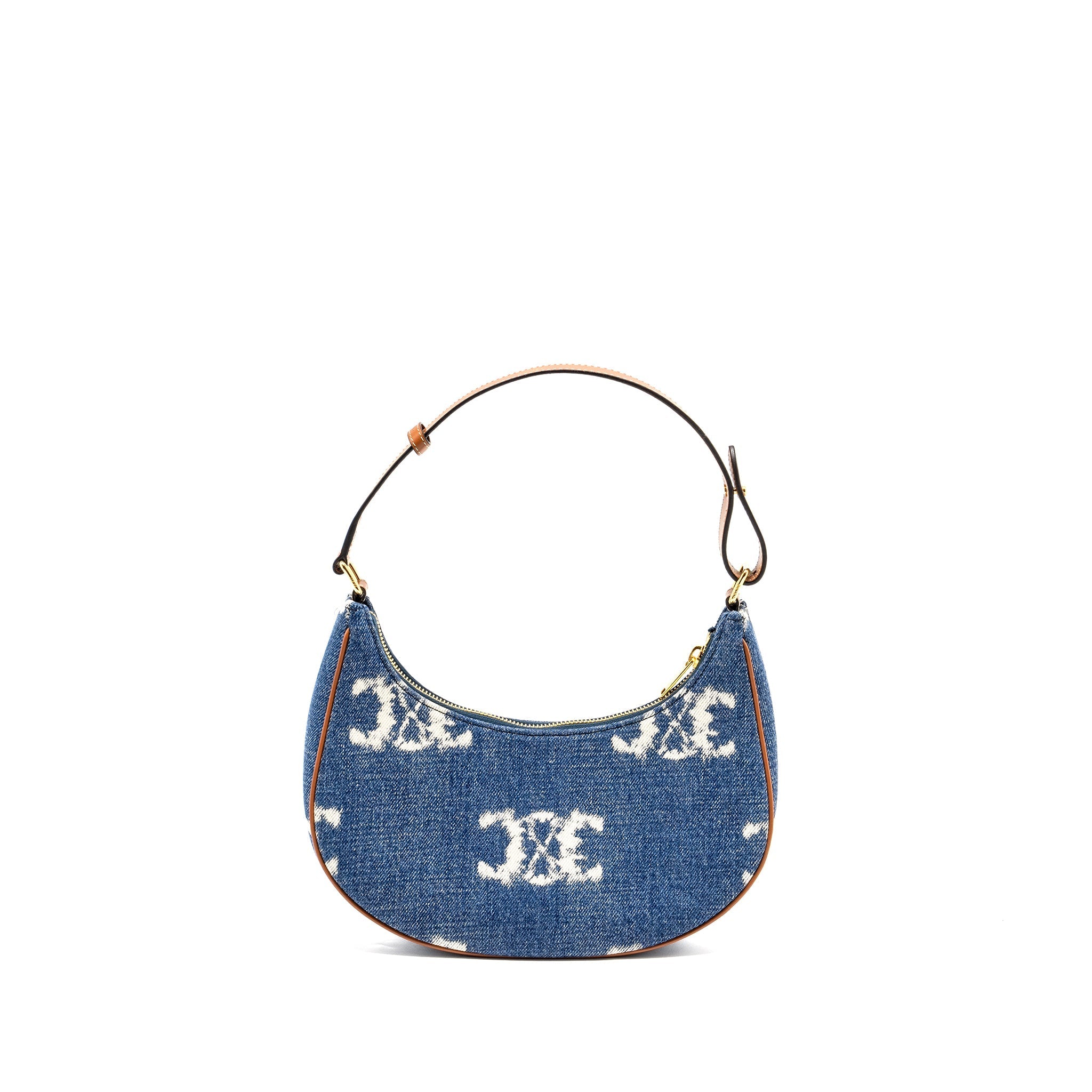 CELINE MEDIUM AVA BAG WITH TRIOMPHE DENIM NAVY/TAN GHW