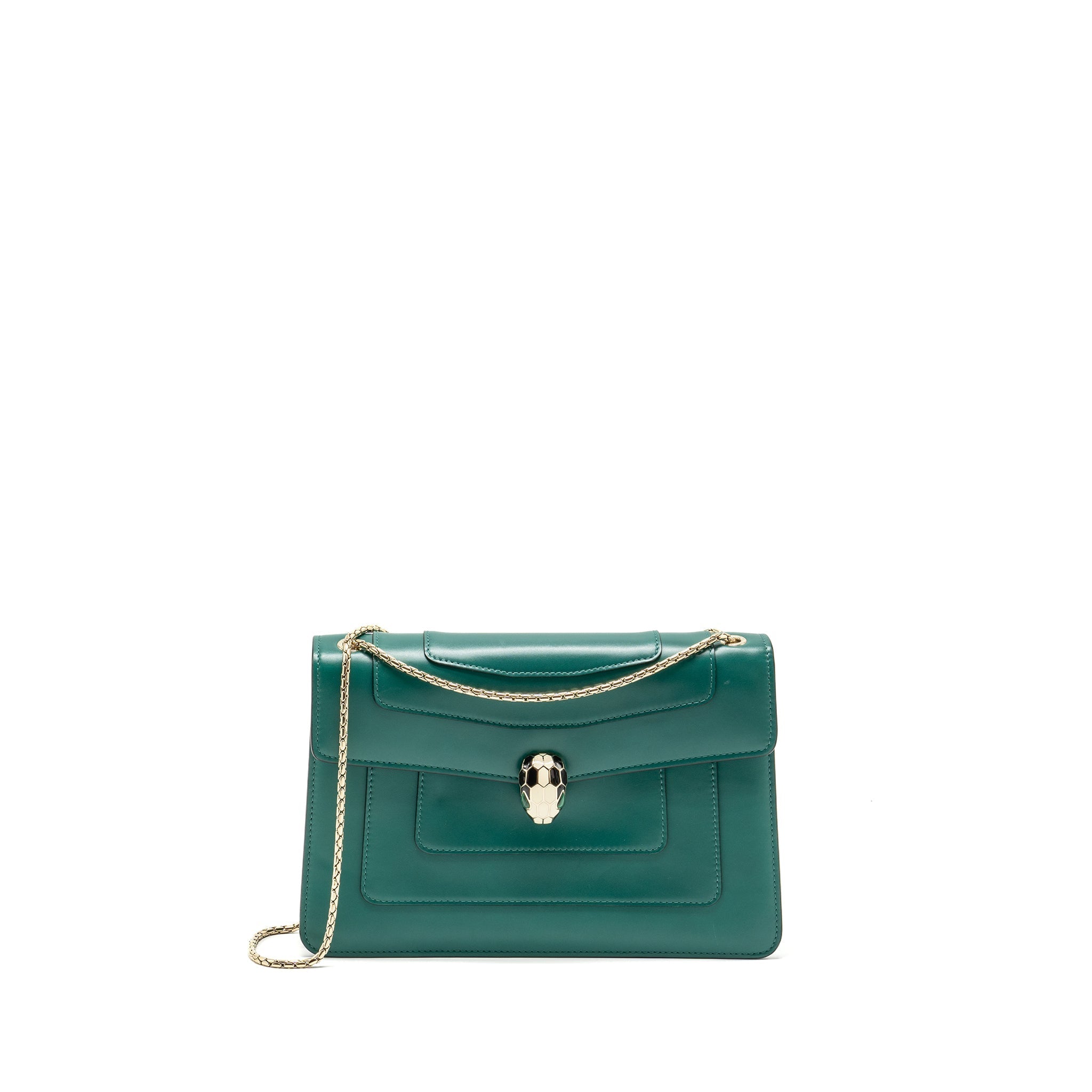 BVLGARI SERPENTI FOREVER SHOULDER BAG CALFSKIN GREEN LGHW