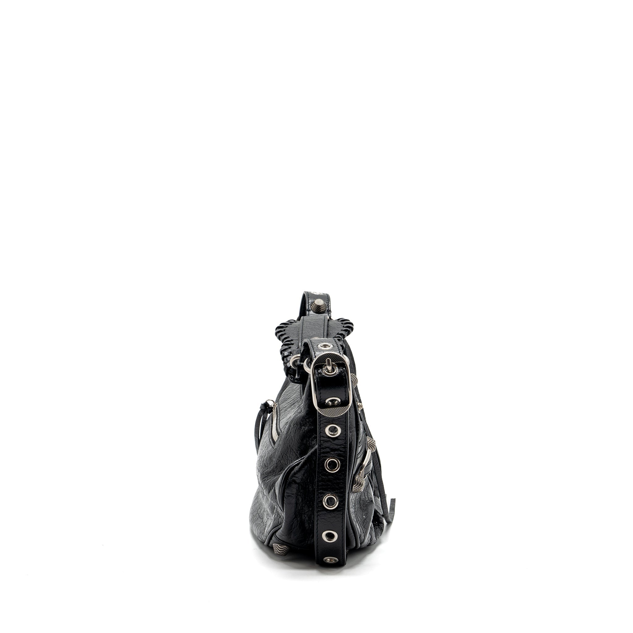BALENCIAGA LE CARGOLE SMALL SHOULDER BAG LAMBSKIN BLACK SHW