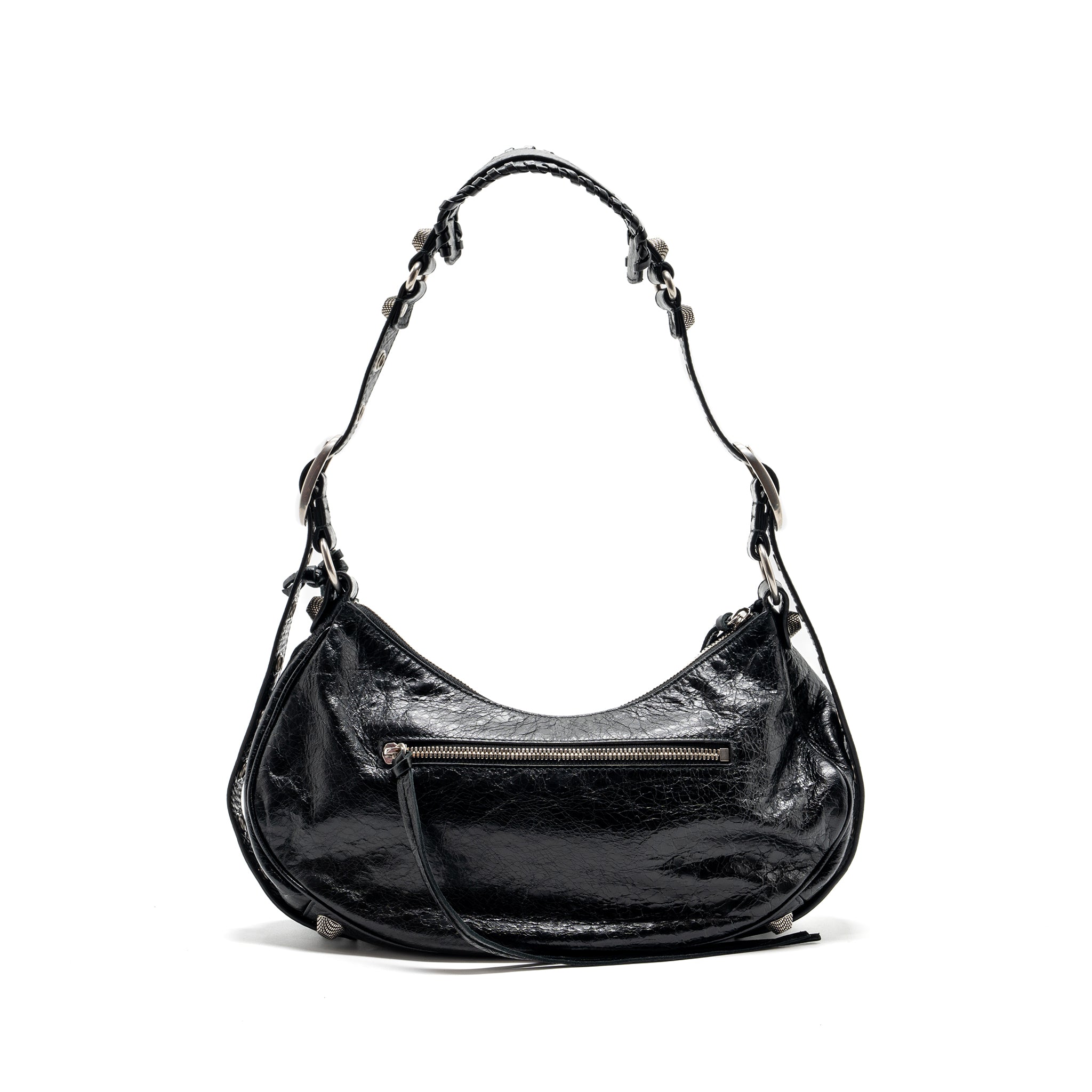 BALENCIAGA LE CARGOLE SMALL SHOULDER BAG LAMBSKIN BLACK SHW