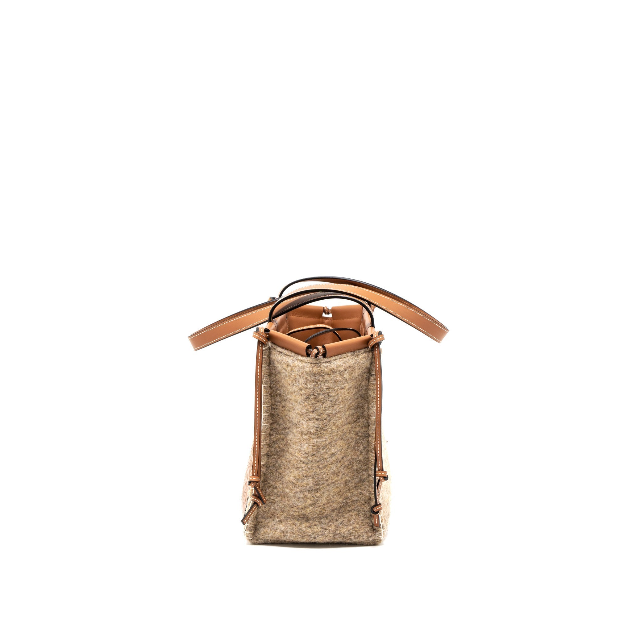 LOEWE CUSHION TOTE BAG FELT/LEATHER CAMEL