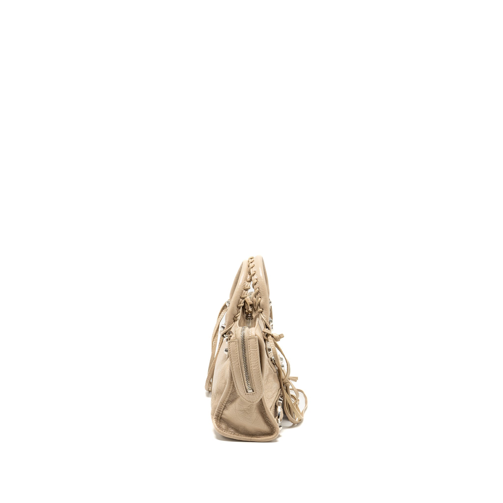 BALENCIAGA MINI CITY BAG CALFSKIN BEIGE SHW