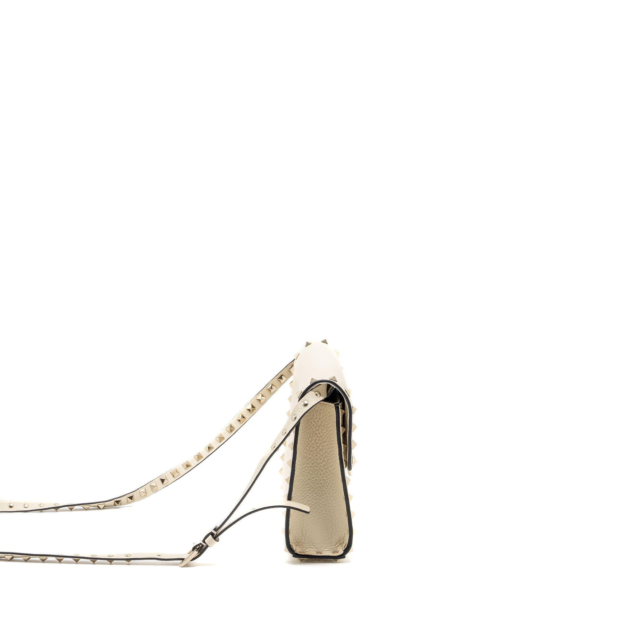 VALENTINO SMALL ROCKSTUD CROSSBODY BAG GRAINED CALFSKIN LIGHT IVORY LGHW
