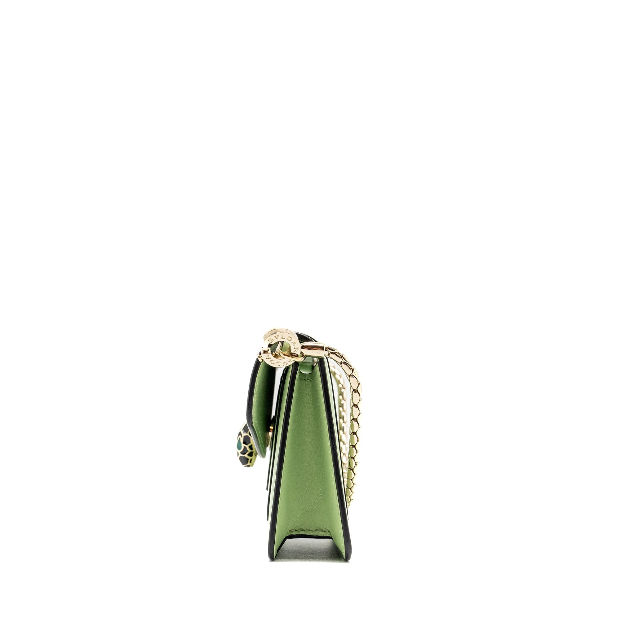 BVLGARI SERPENTI FOREVER CARD HOLDER CHARM CALFSKIN LIGHT GREEN SHW