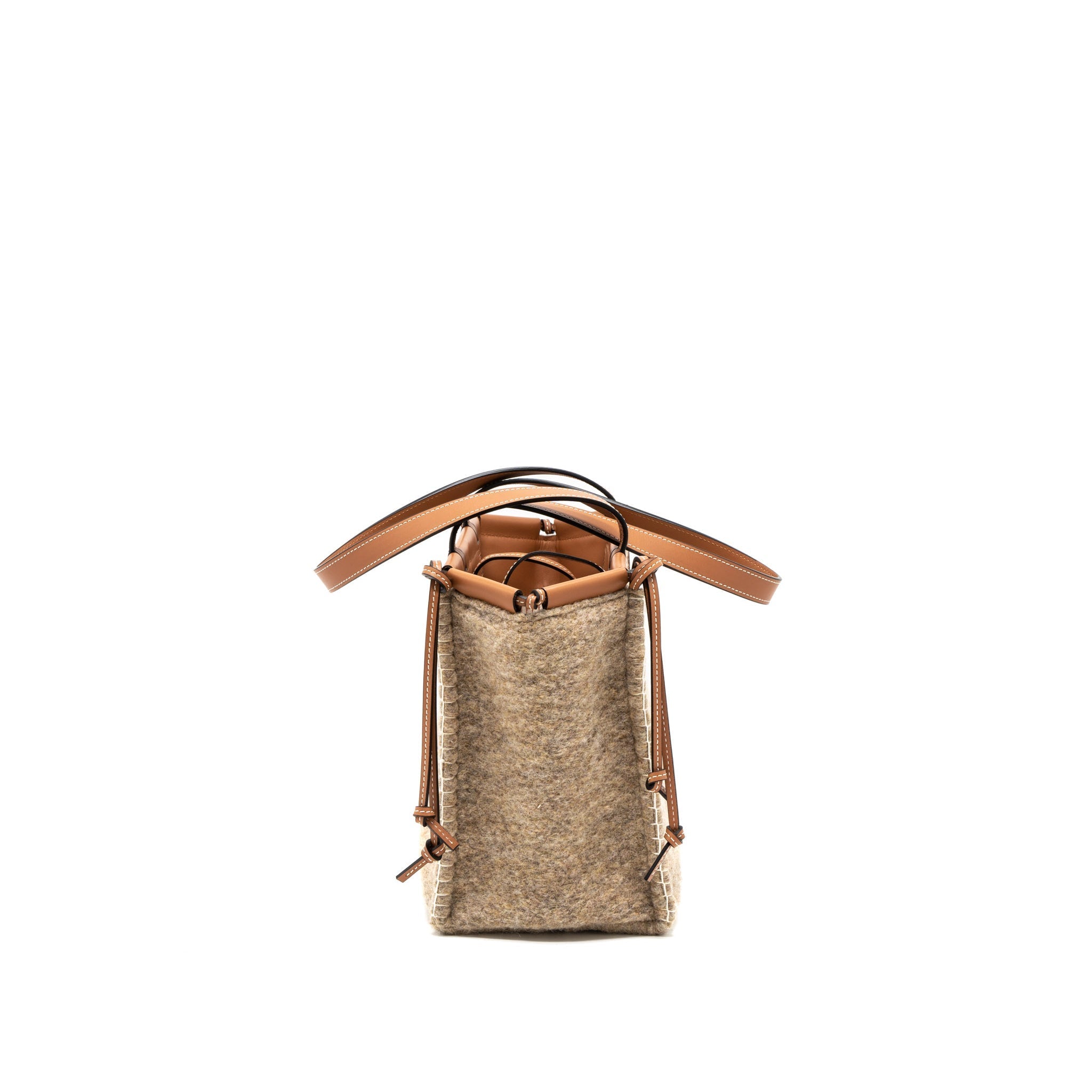 LOEWE CUSHION TOTE BAG FELT/LEATHER CAMEL