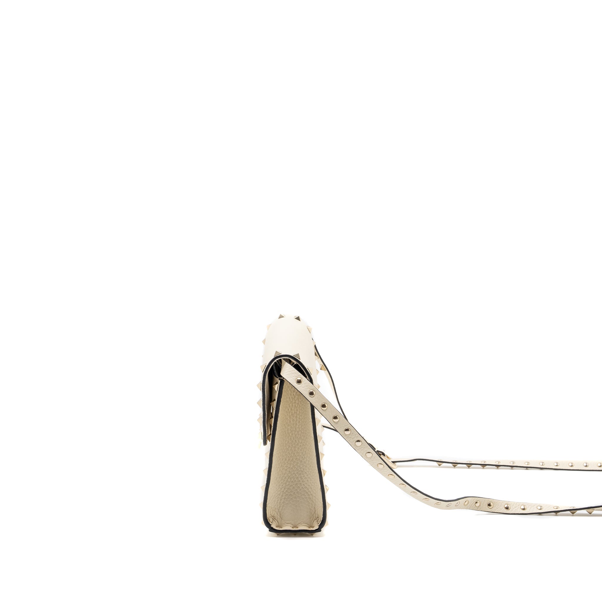VALENTINO SMALL ROCKSTUD CROSSBODY BAG GRAINED CALFSKIN LIGHT IVORY LGHW