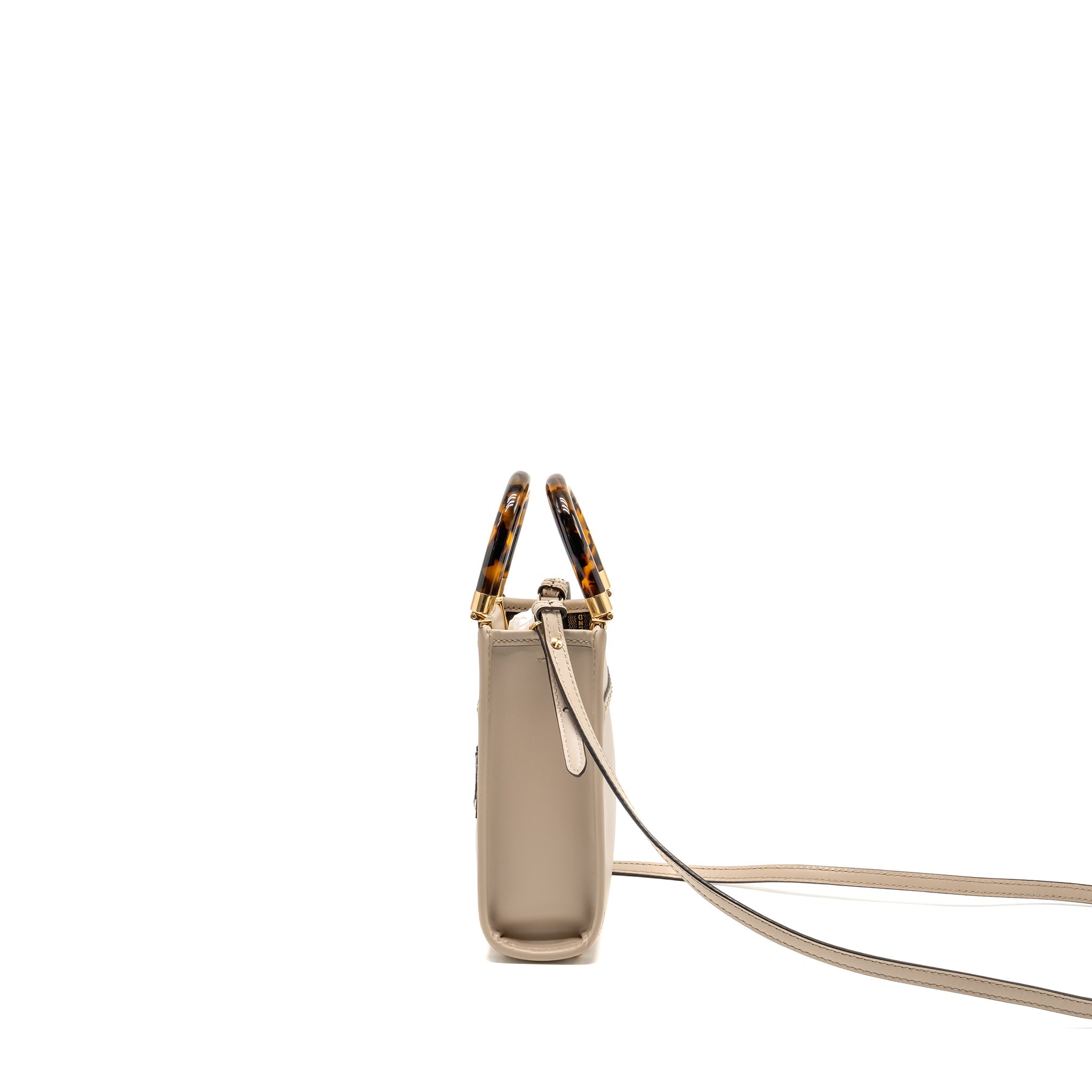 FENDI MINI SUNSHINE SHOPPER/TOTE BAG LEATHER LIGHT GREY LGHW
