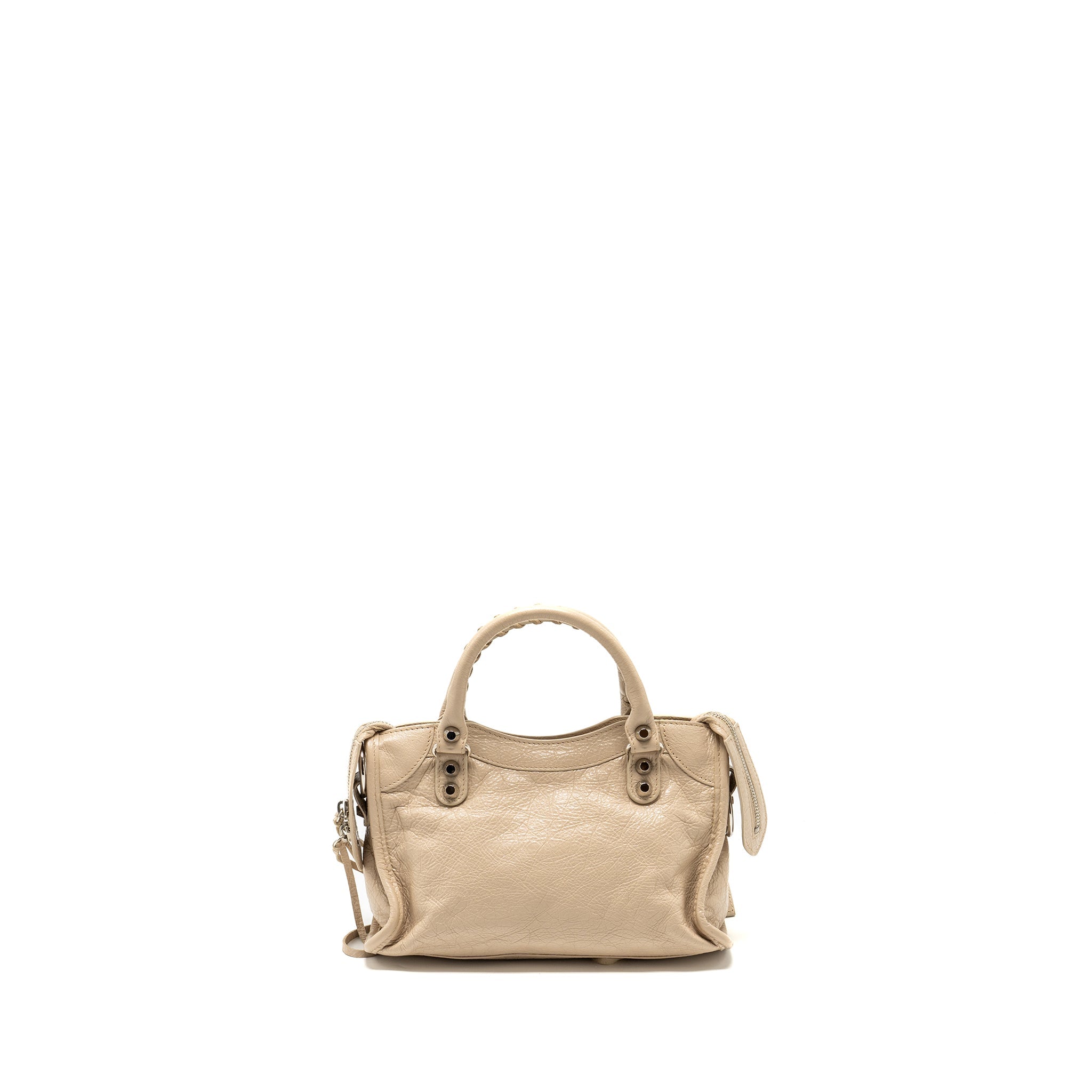 BALENCIAGA MINI CITY BAG CALFSKIN BEIGE SHW