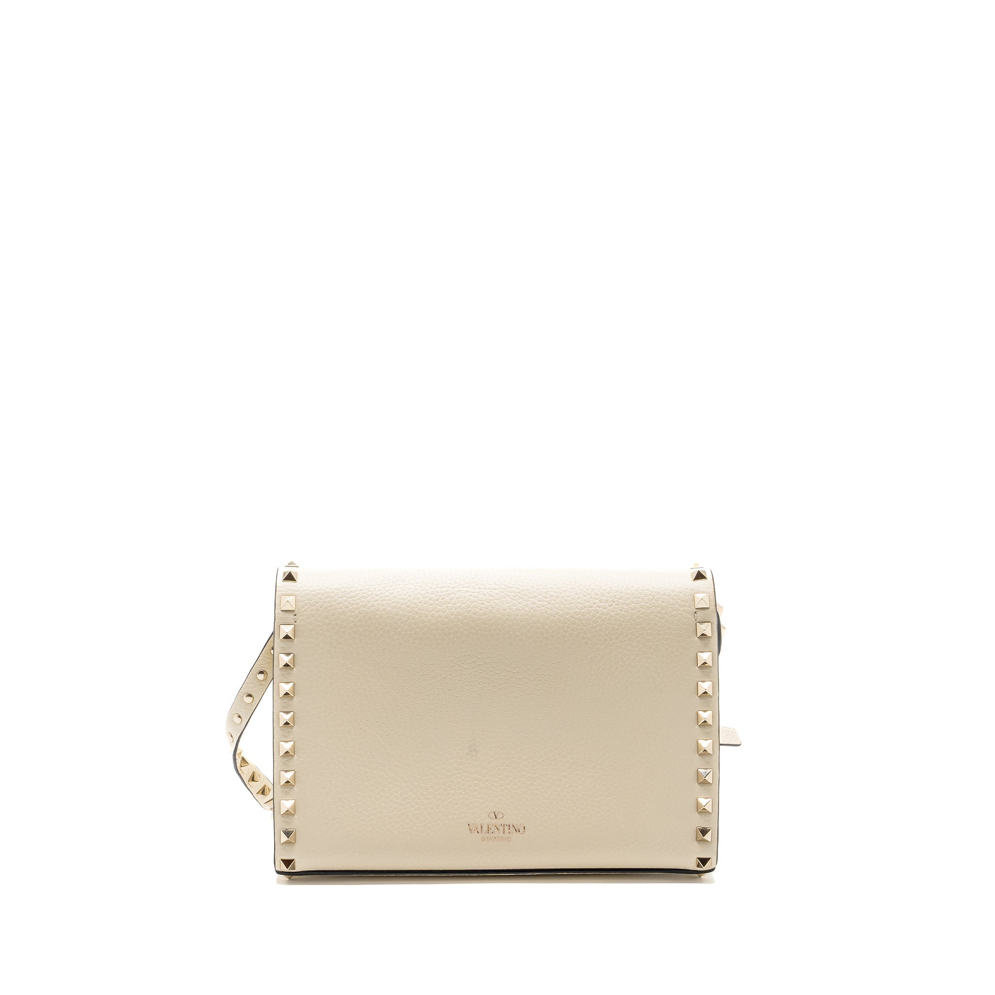 VALENTINO SMALL ROCKSTUD CROSSBODY BAG GRAINED CALFSKIN LIGHT IVORY LGHW