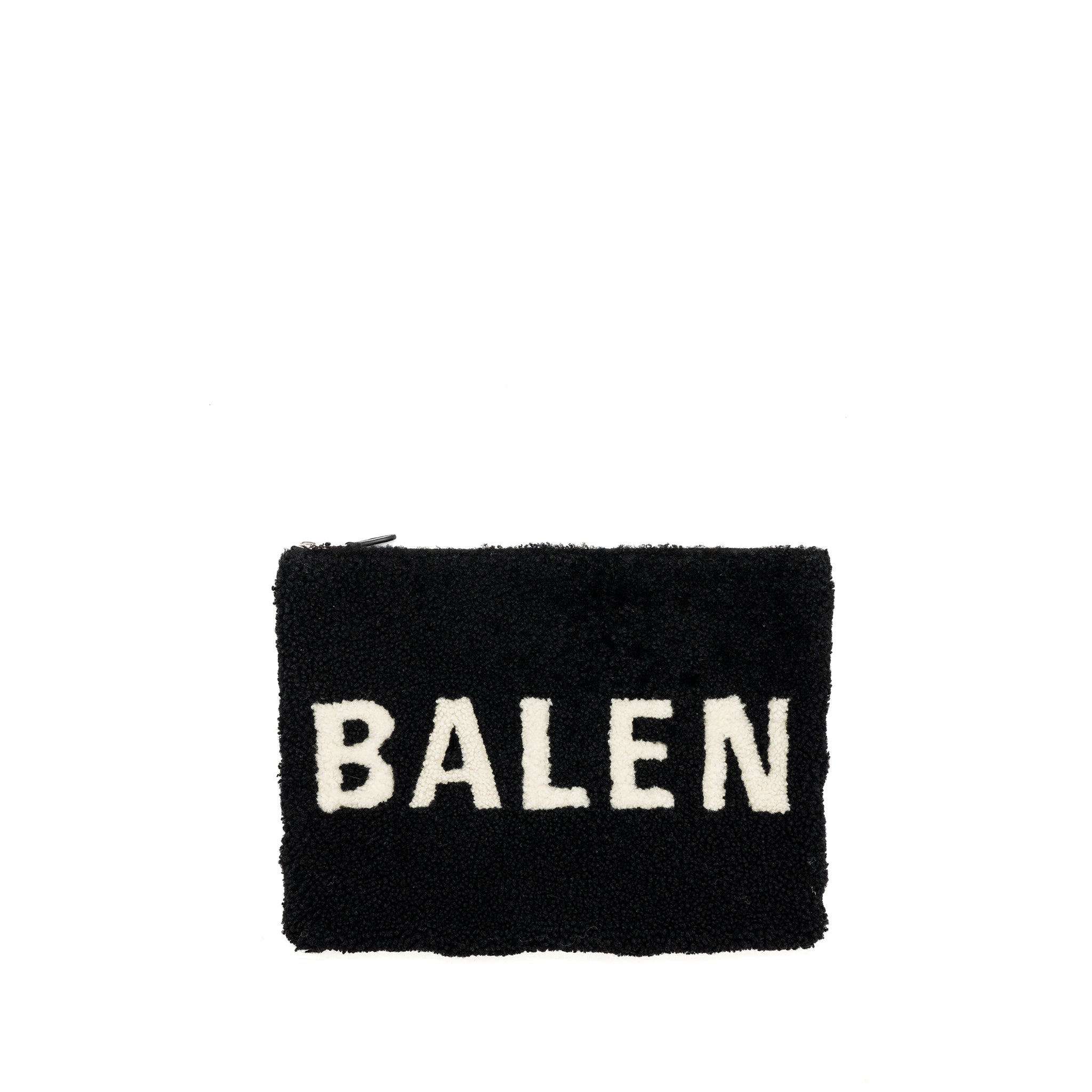 BALENCIAGA ZIP POUCH CLUTCH SHEARLING BLACK/ WHITE SHW