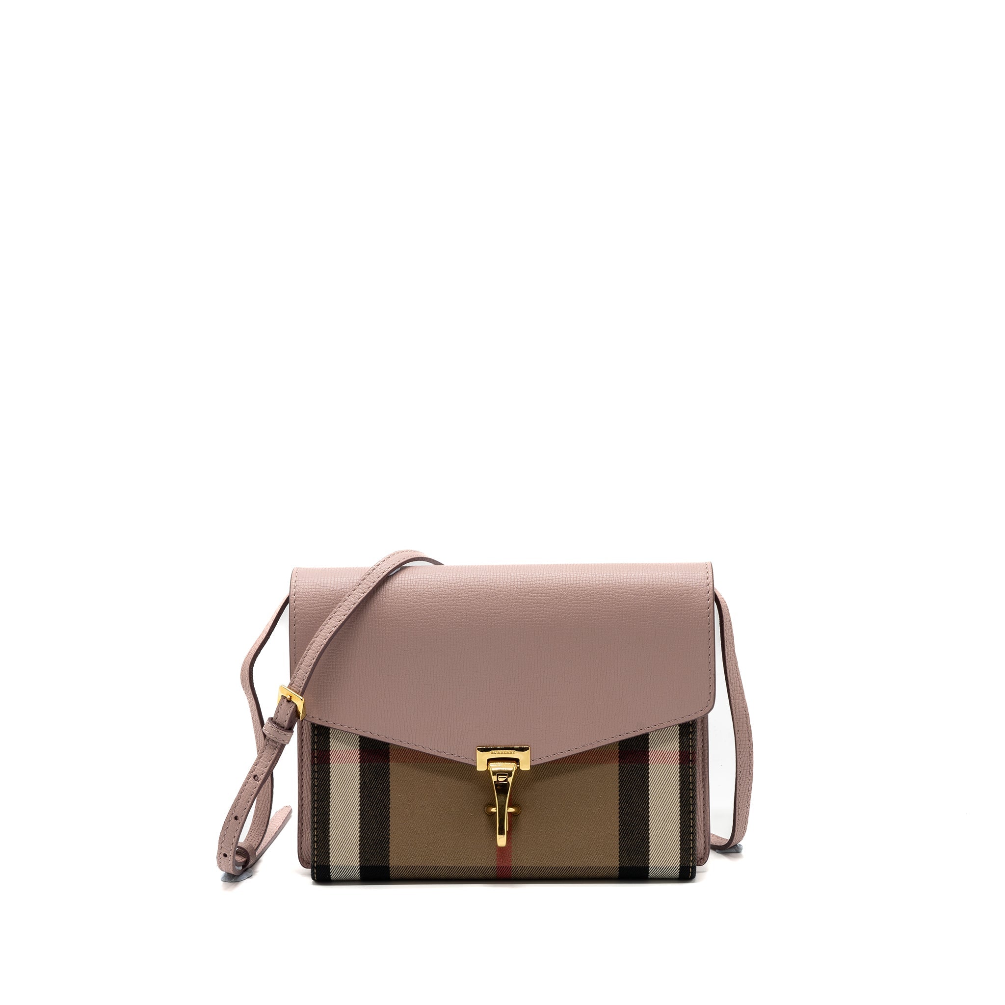 BURBERRY HOUSE CHECK CROSSBODY BAG CANVAS / CALFSKIN LEATHER MULTICOLOR LIGHT PINK GHW