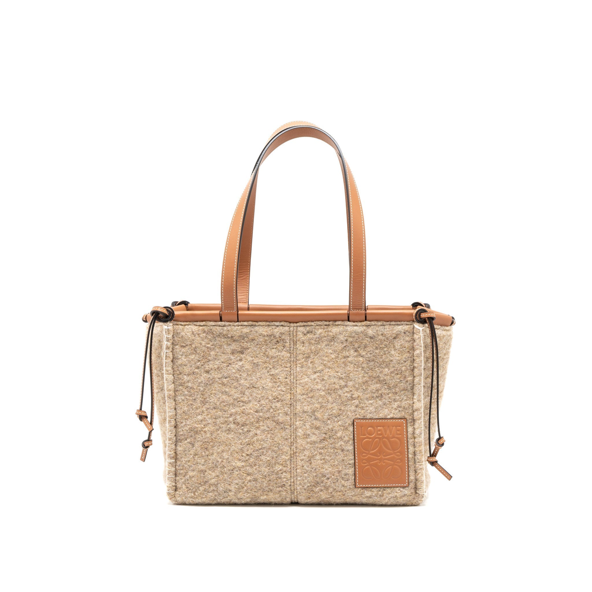 LOEWE CUSHION TOTE BAG FELT/LEATHER CAMEL