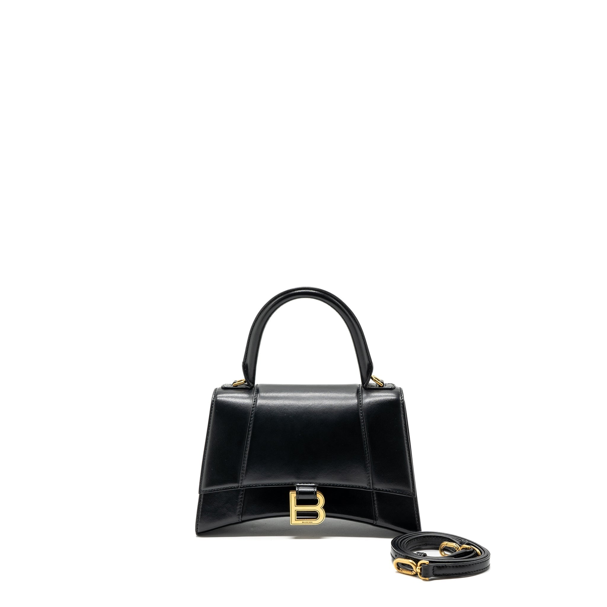 BALENCIAGA SMALL HOURGLASS BAG CALFSKIN BLACK GHW