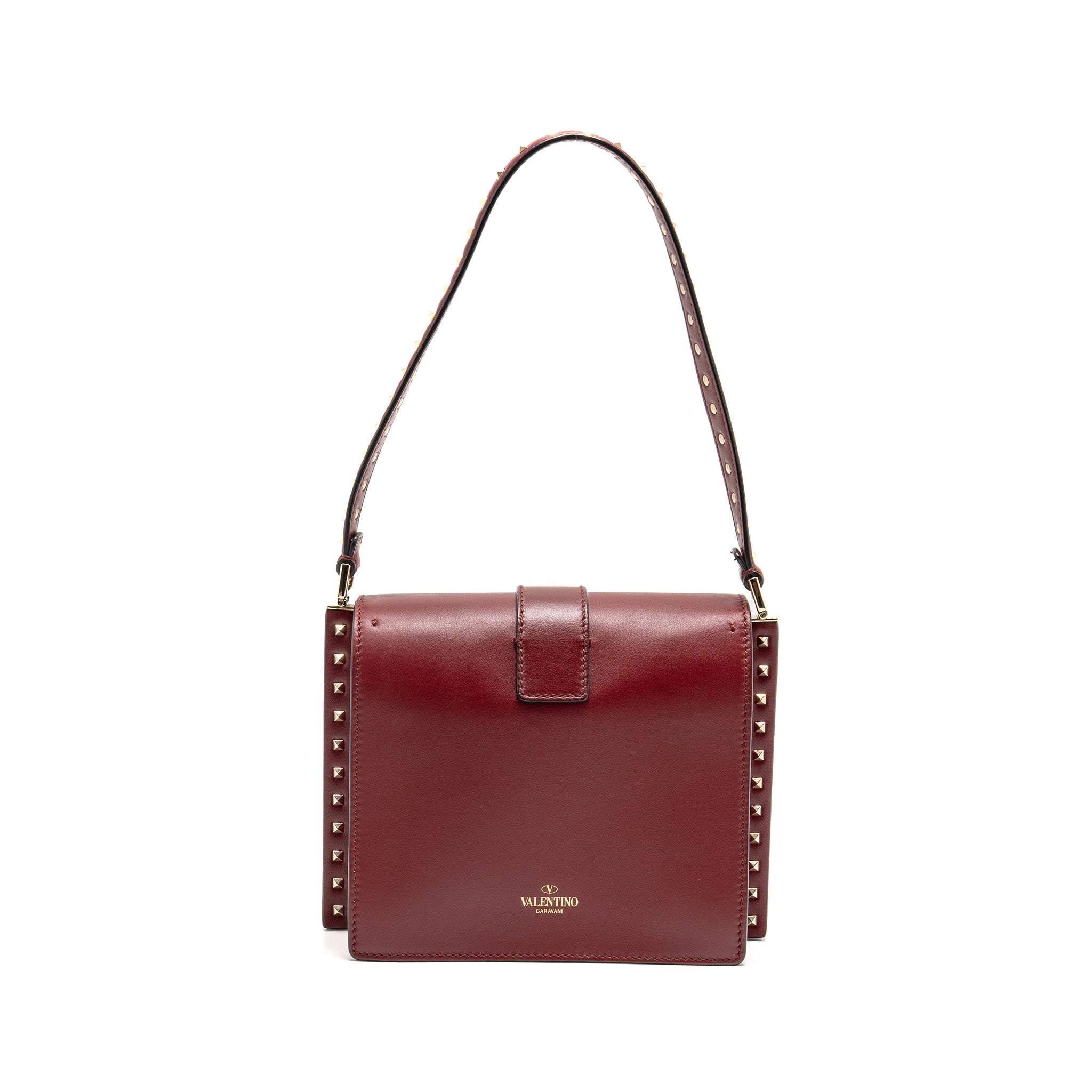 VALENTINO GARAVANI ROCKSTUD FLAP BAG CALFSKIN RED GHW
