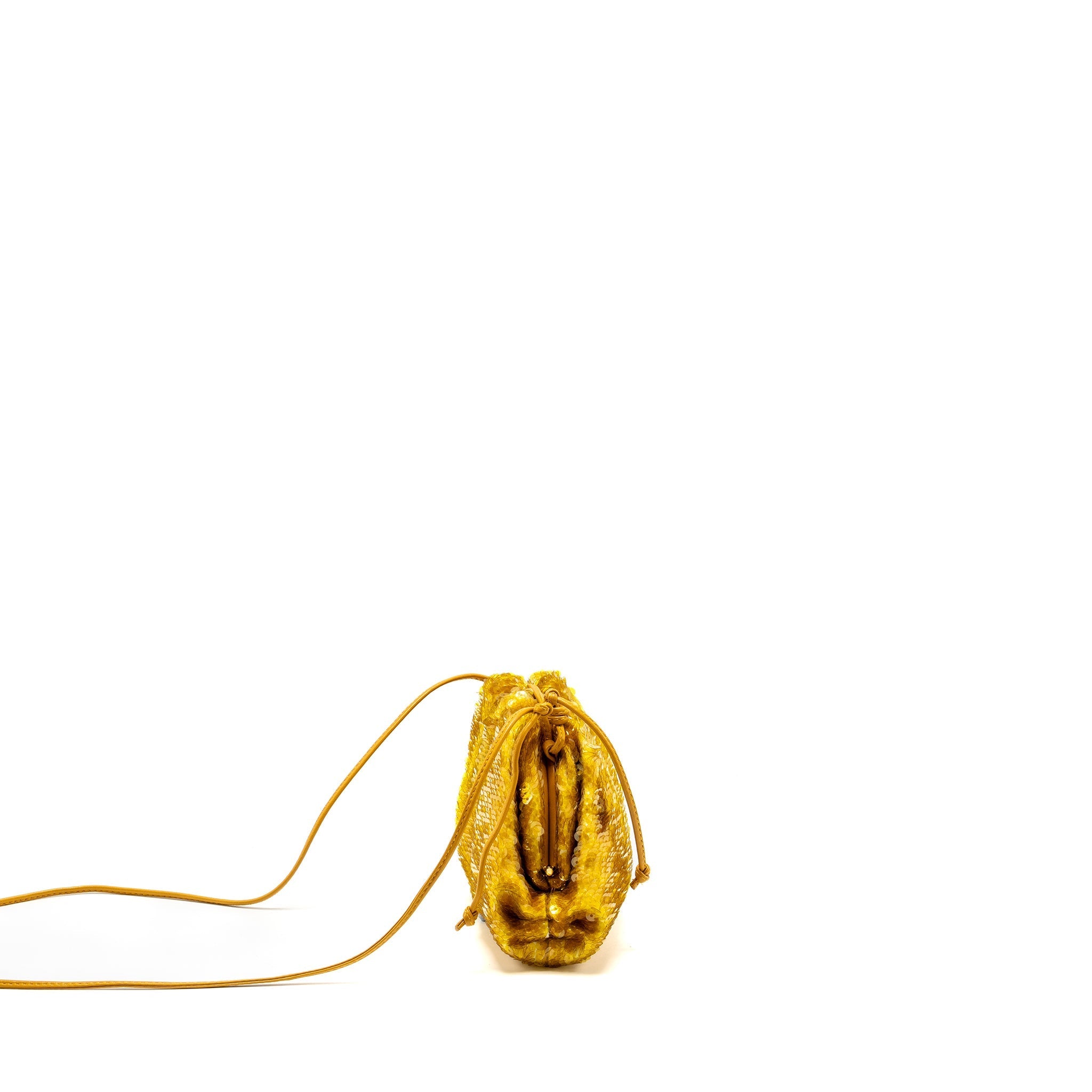 BOTTEGA VENETA MINI POUCH SEQUIN GOLD GHW