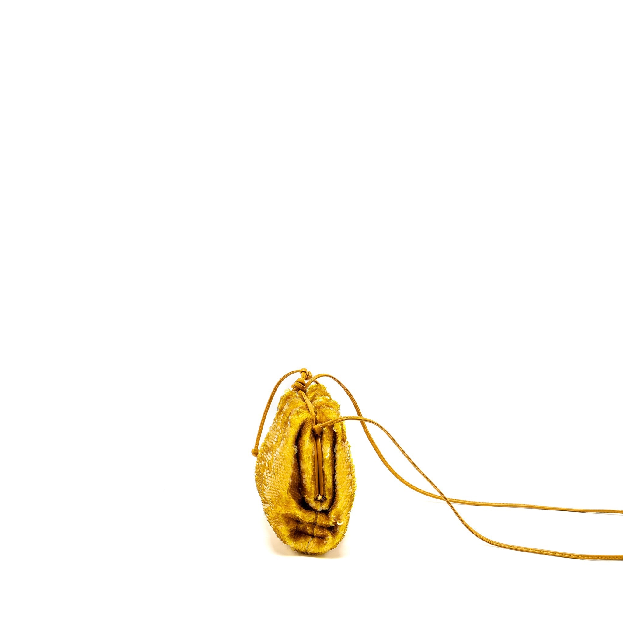 BOTTEGA VENETA MINI POUCH SEQUIN GOLD GHW