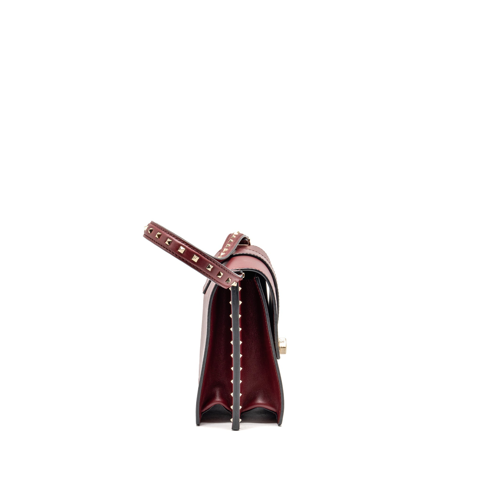 VALENTINO GARAVANI ROCKSTUD FLAP BAG CALFSKIN RED GHW