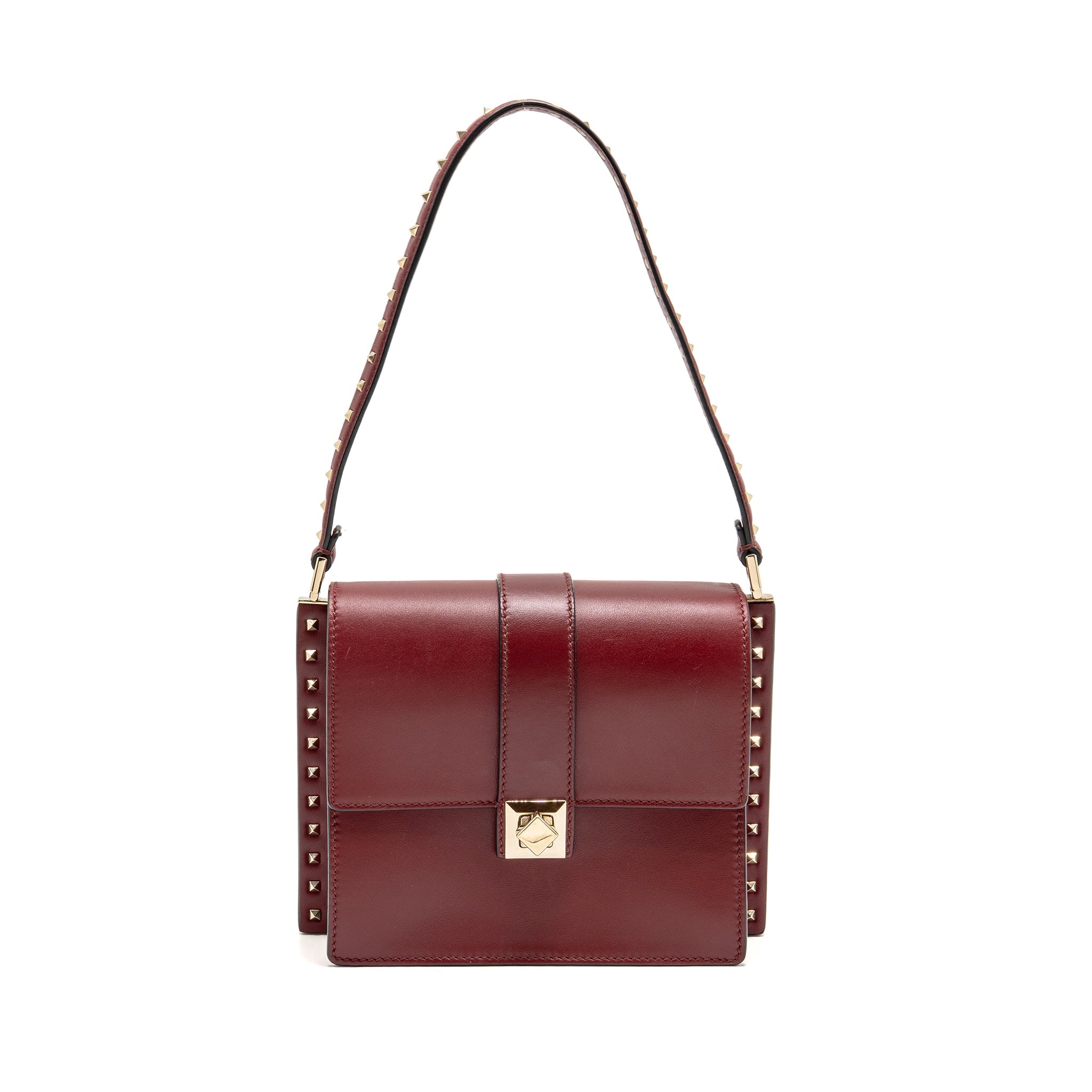 VALENTINO GARAVANI ROCKSTUD FLAP BAG CALFSKIN RED GHW