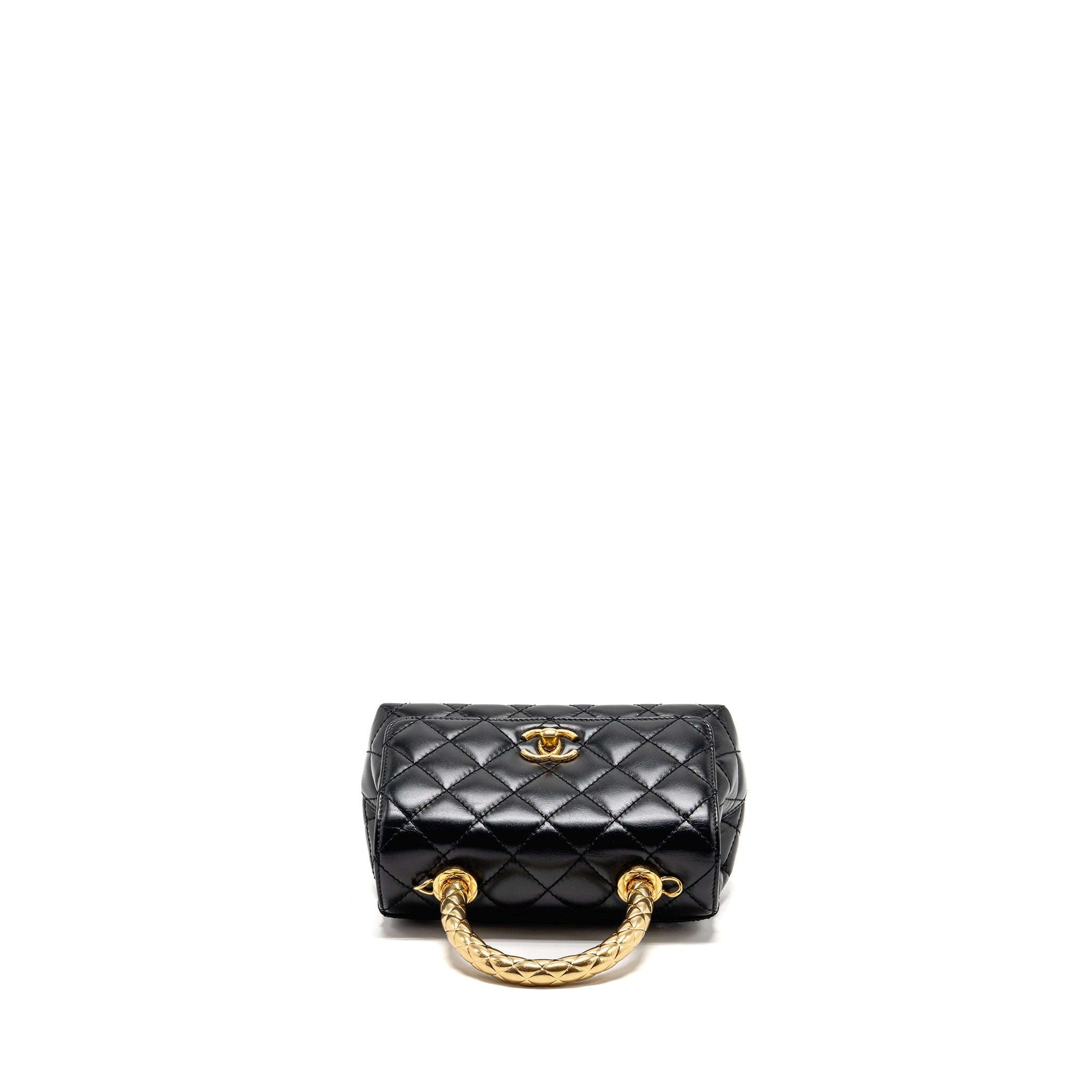 CHANEL METAL TOP HANDLE COCO HANDLE MINI SHINY CALFSKIN BLACK GHW (MICROCHIP)